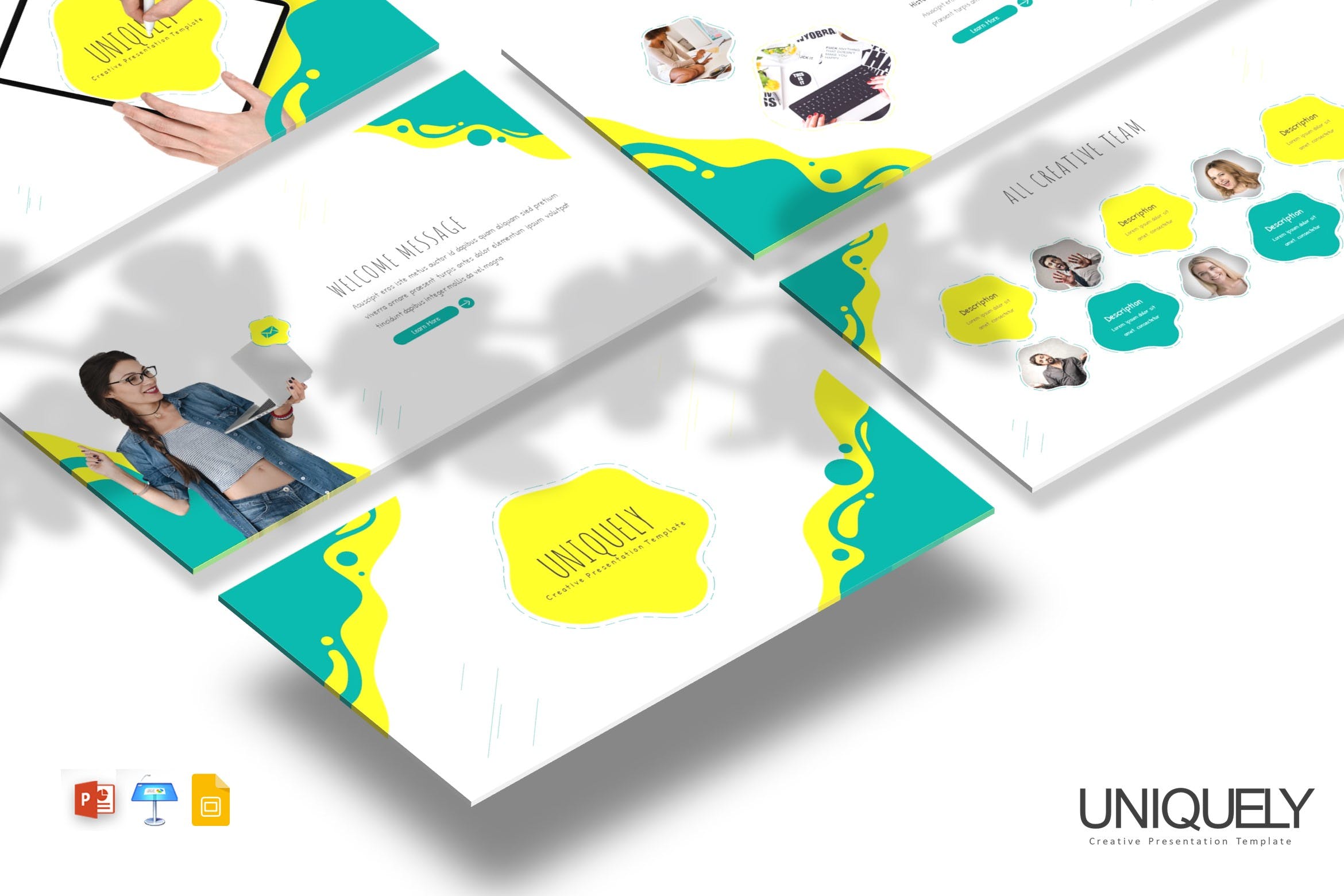 独特创意的PPT/谷歌/Keynote幻灯片三合一模板 Uniquely – Powerpoint / Google Slides / Keynote