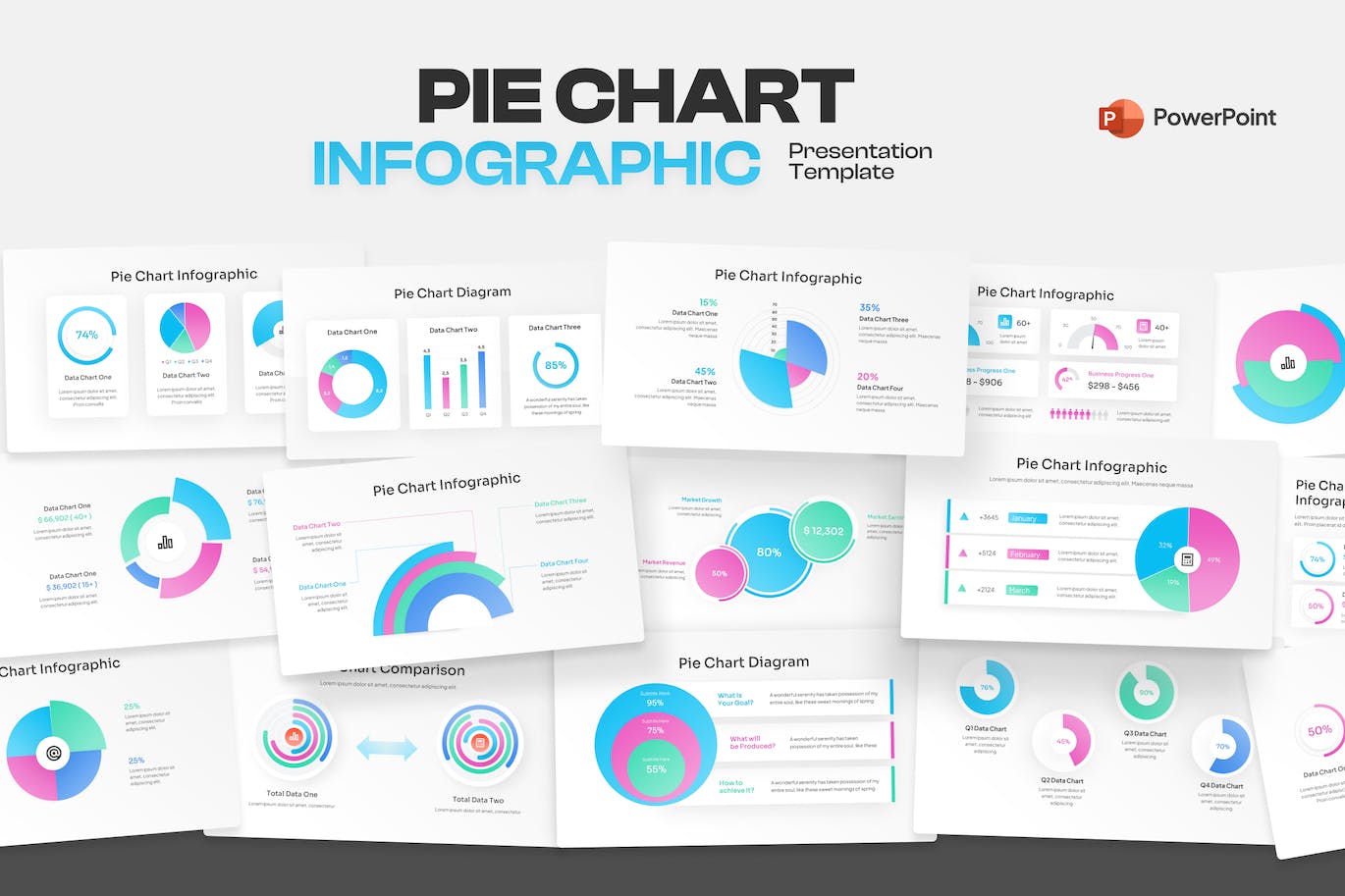 饼图信息图渐变PPT模版