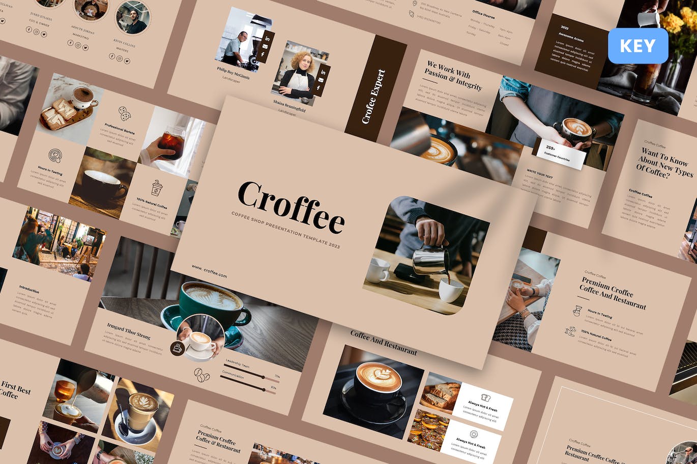 咖啡厅主题演讲Keynote模板 Croffee – Coffee Shop Keynote Template