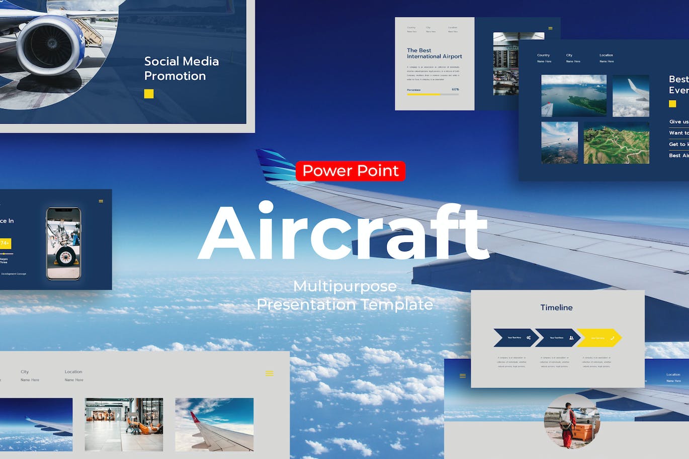 飞机航空内容 -PPT模版