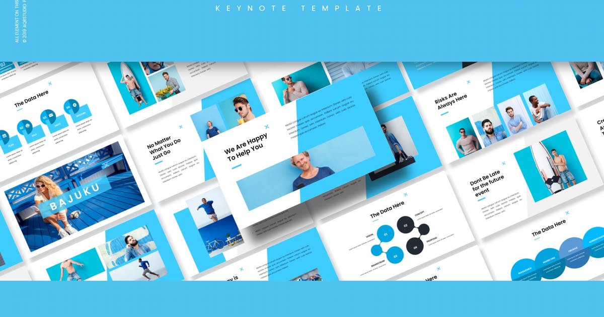 简约蓝主题时尚Keynote幻灯片演示模板 Bajuku – Keynote Template