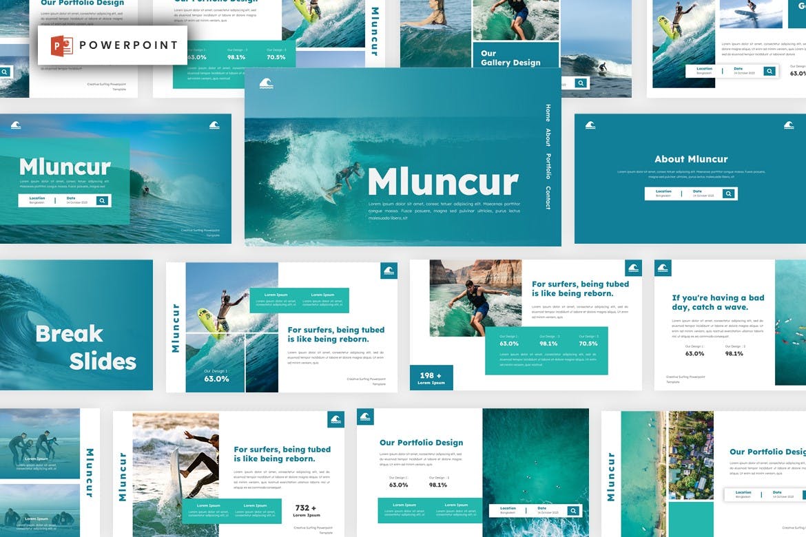 分享冲浪技术与技巧PPT模板