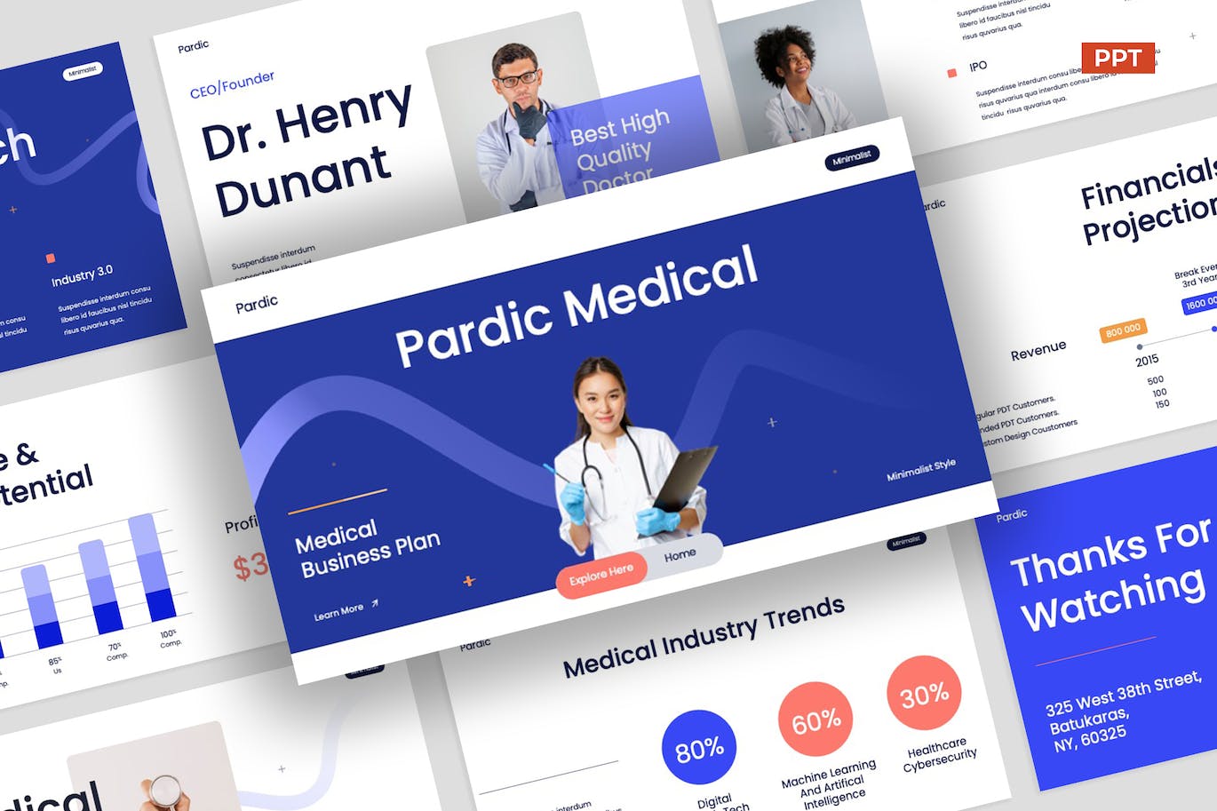 蓝玫瑰医疗商业计划演示PPT模版