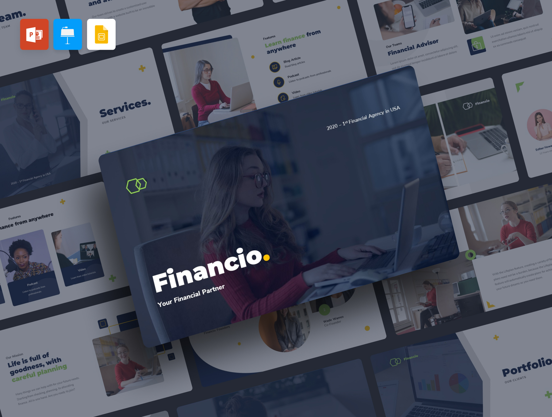 金融推销主题Keynote幻灯片演示模板