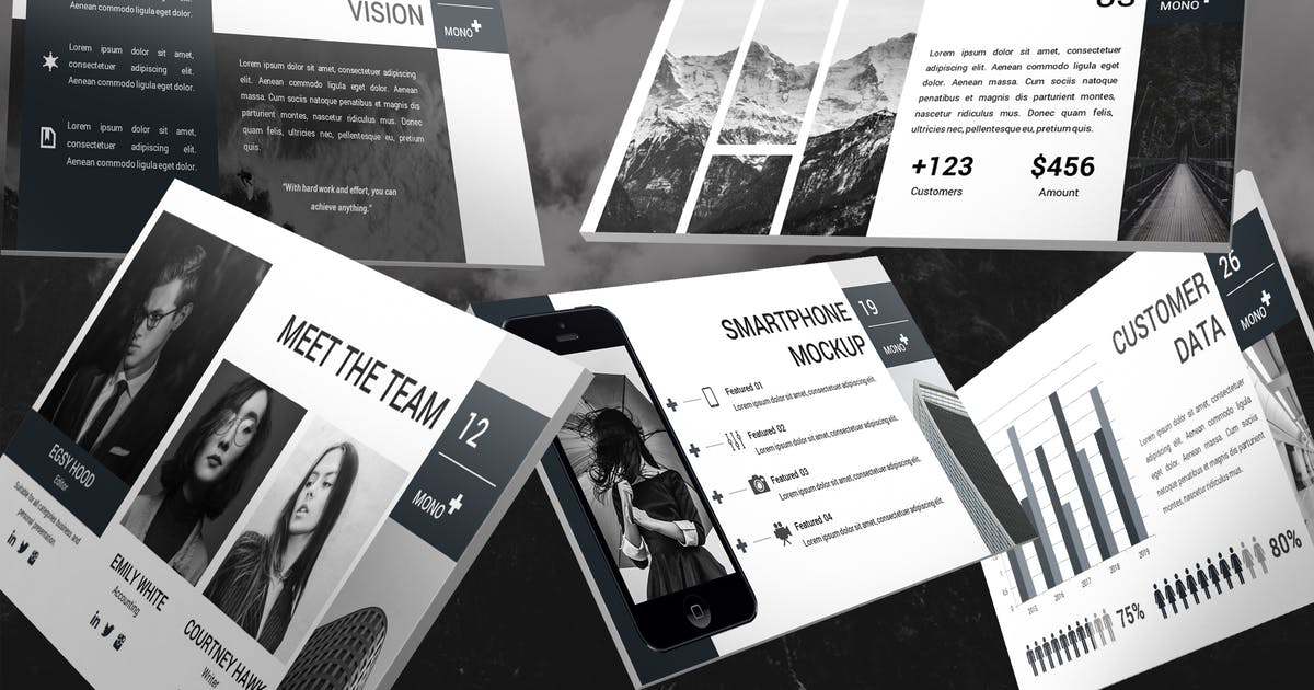 现代单色设计企业Lookbook风格Keynote演示文稿模板 Mono – Lookbook Keynote Template