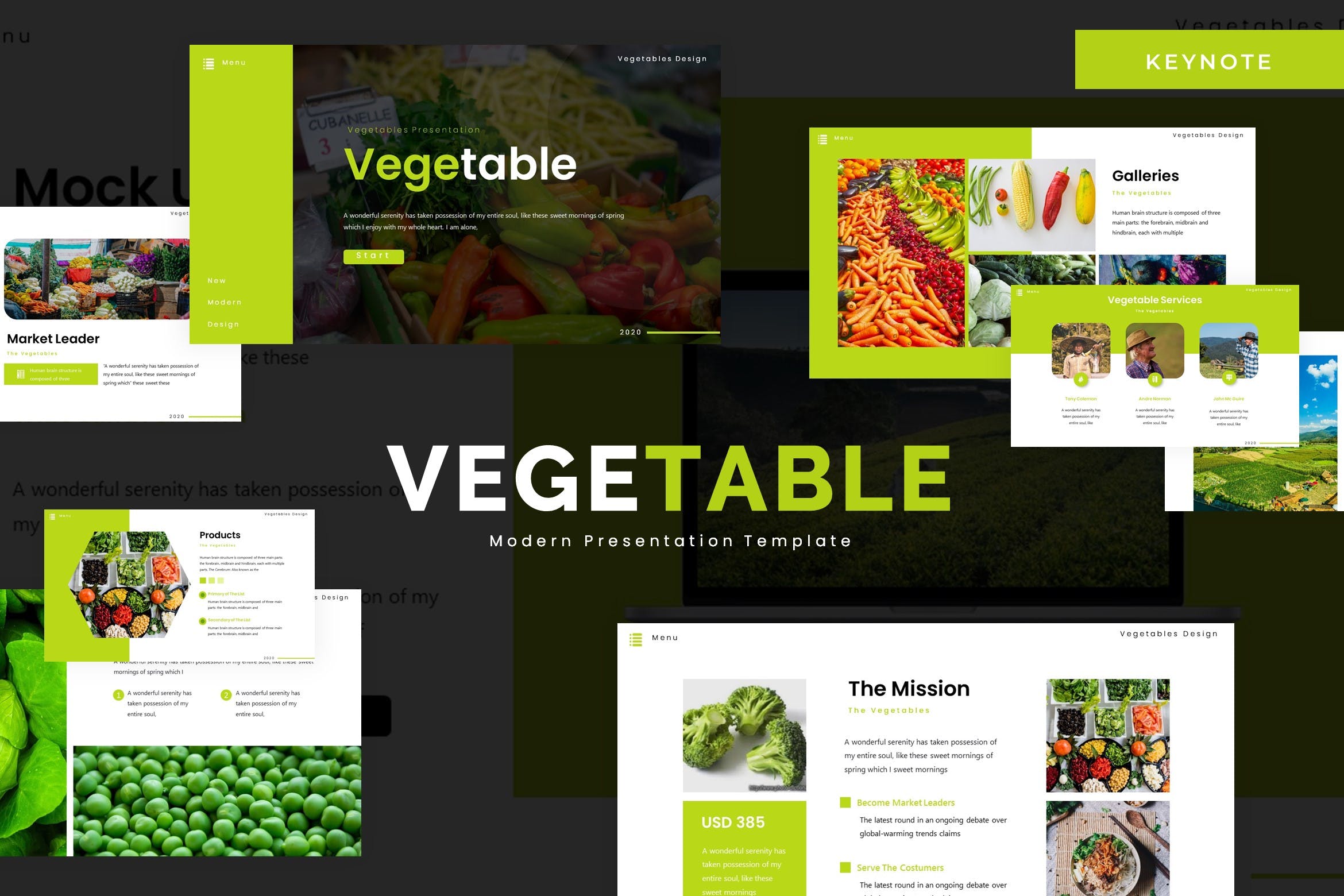 农产品/蔬果品牌演示Keynote演示文稿模板 Vegetable – Keynote Template