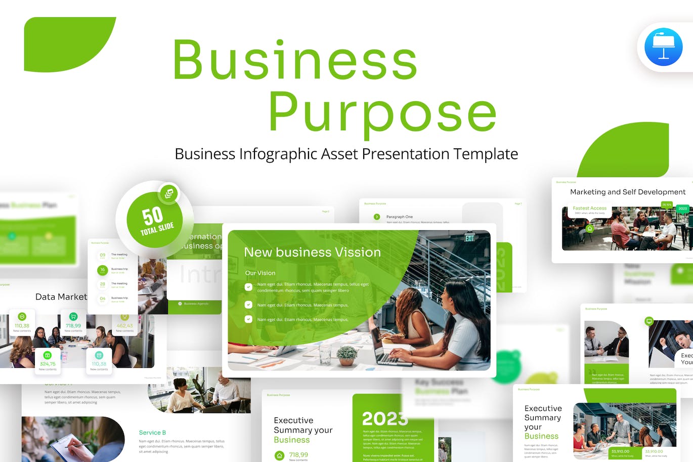 商业目标信息图表Keynote幻灯片模板下载 Business Purpose Infographic Keynote Template