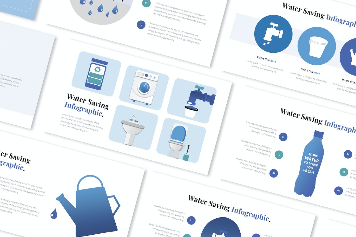 节水信息图表PPT模板