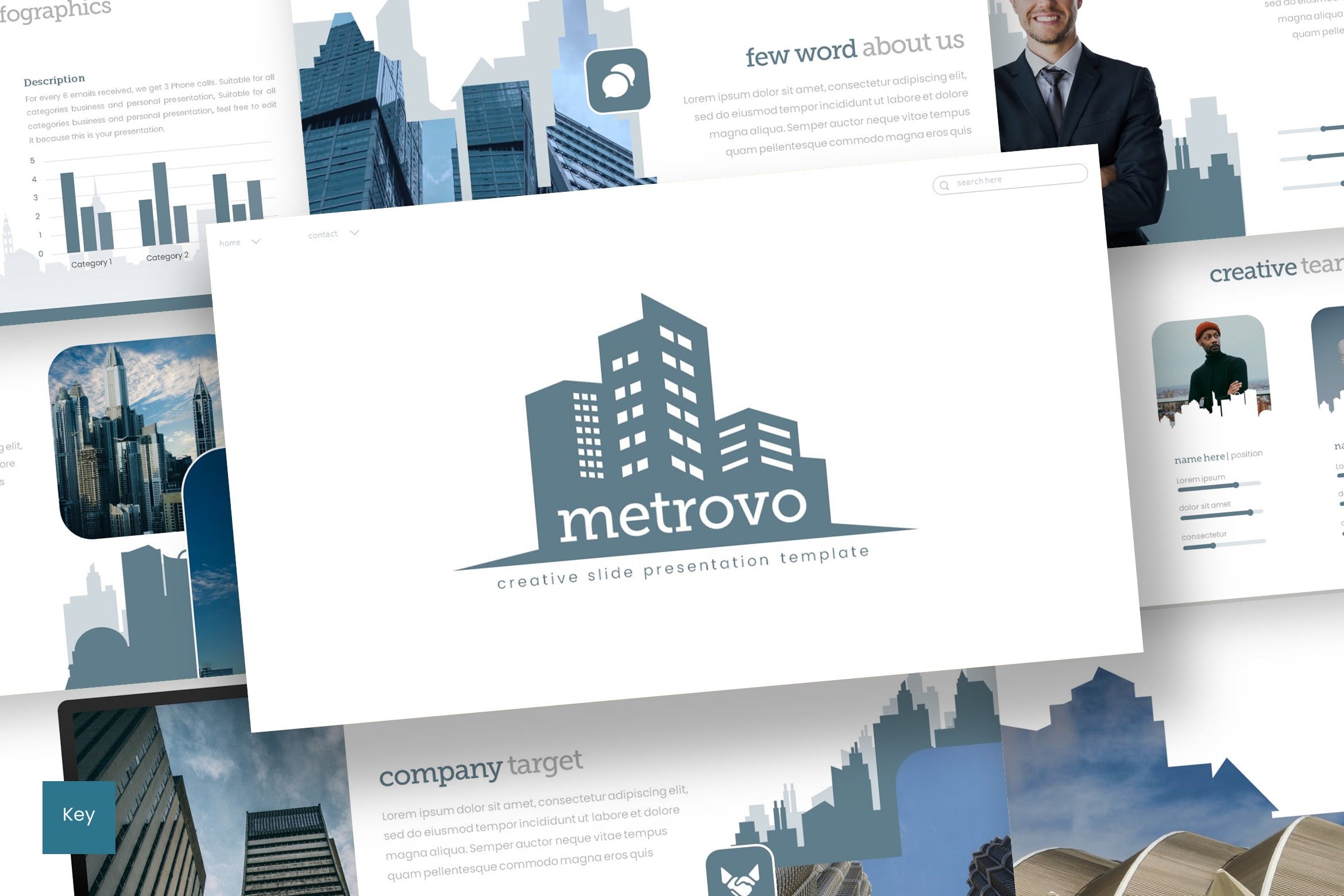 企业推介会演讲稿公司简介Keynote幻灯片模板 Metrovo – Keynote Template