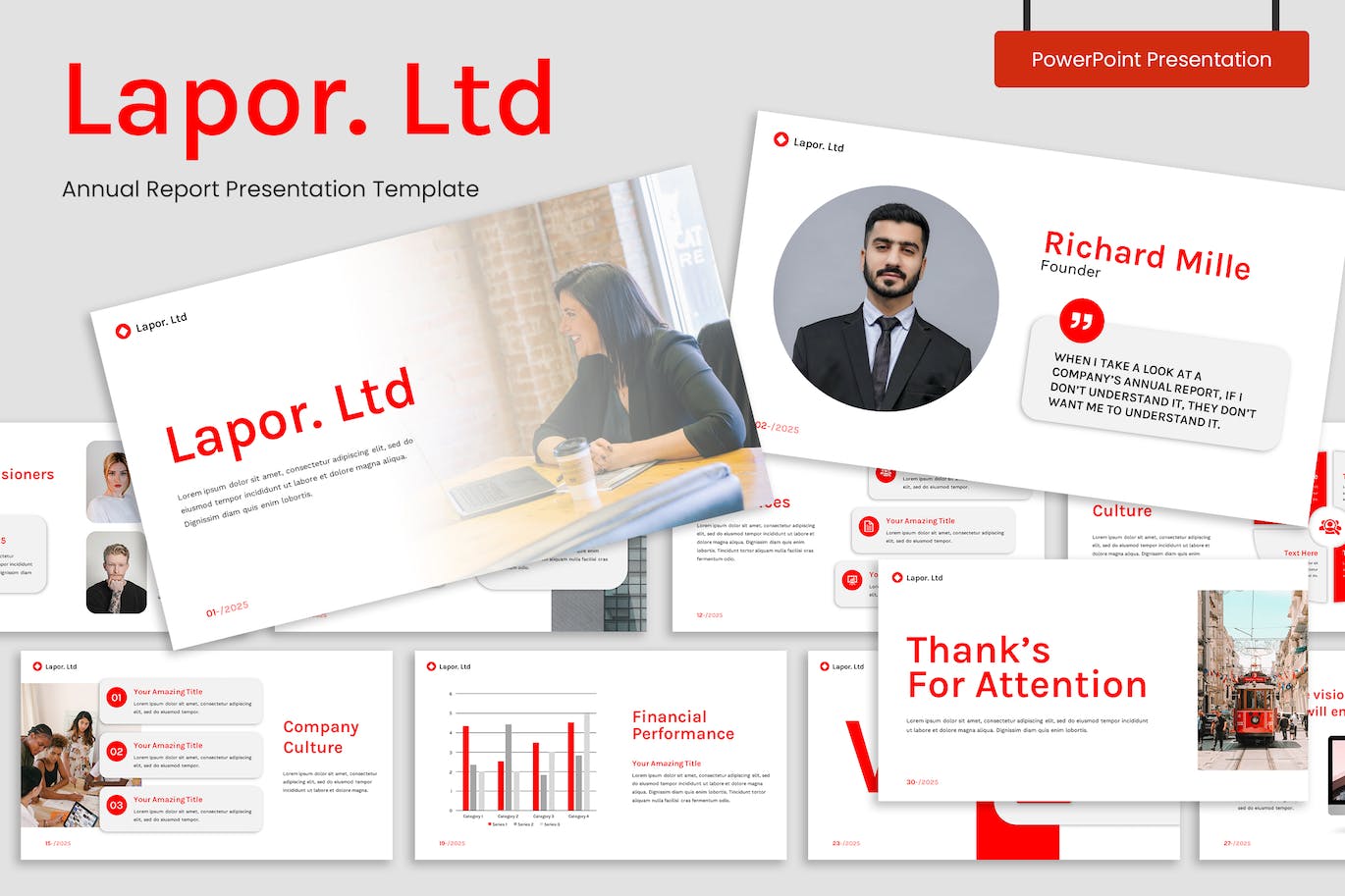 现代年度报告演示PPT模板 Lapor – Modern Annual Report Presentation Template