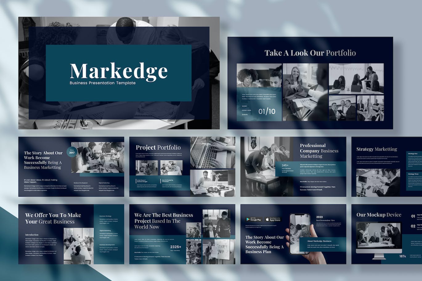 商业运营与供应链管理PPT幻灯片模板下载 Markedge – Business PowerPoint Template