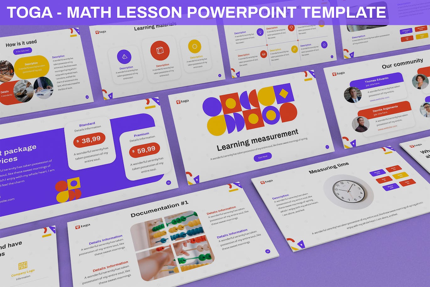 解读数学奥秘与应用PowerPoint演示文稿模板 Toga – Math Lesson Powerpoint Template