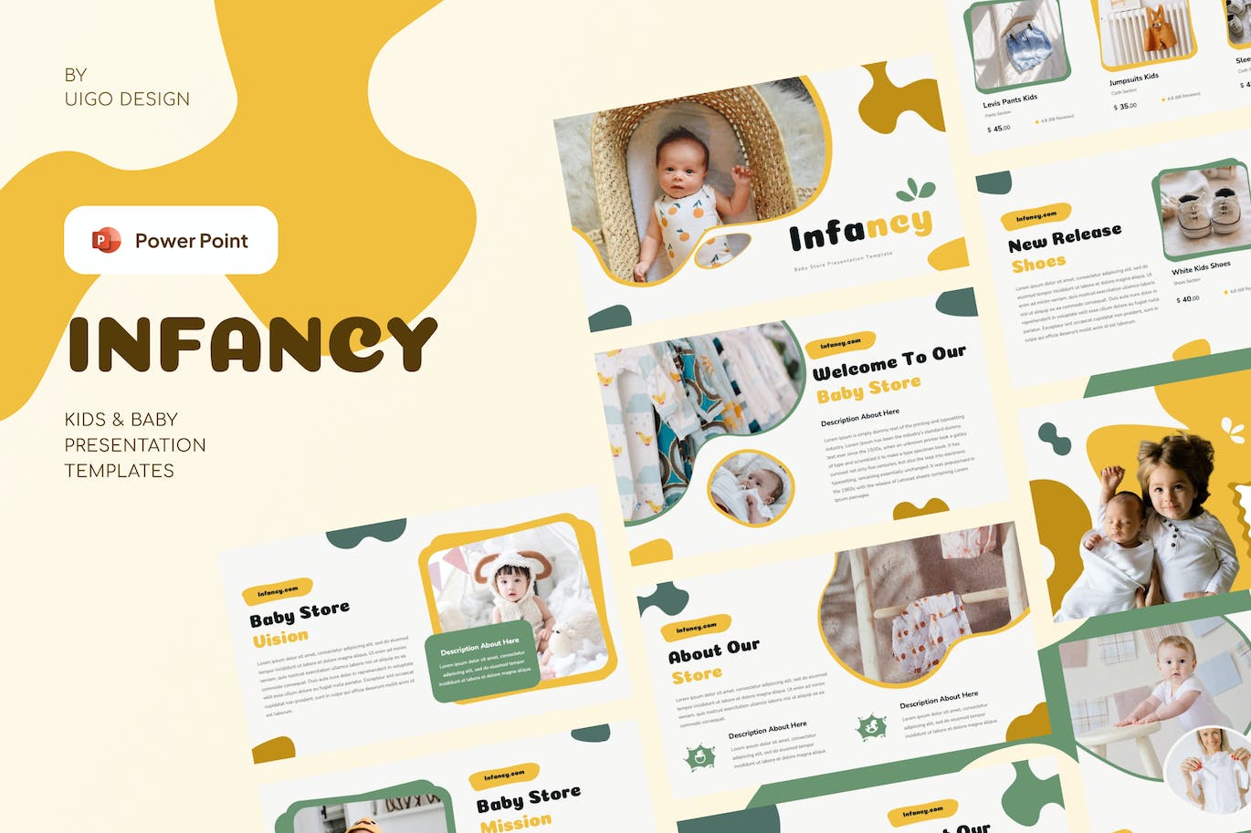 婴儿日常护理技巧Powerpoint模板下载 Infancy – Kids Baby Presentation Template