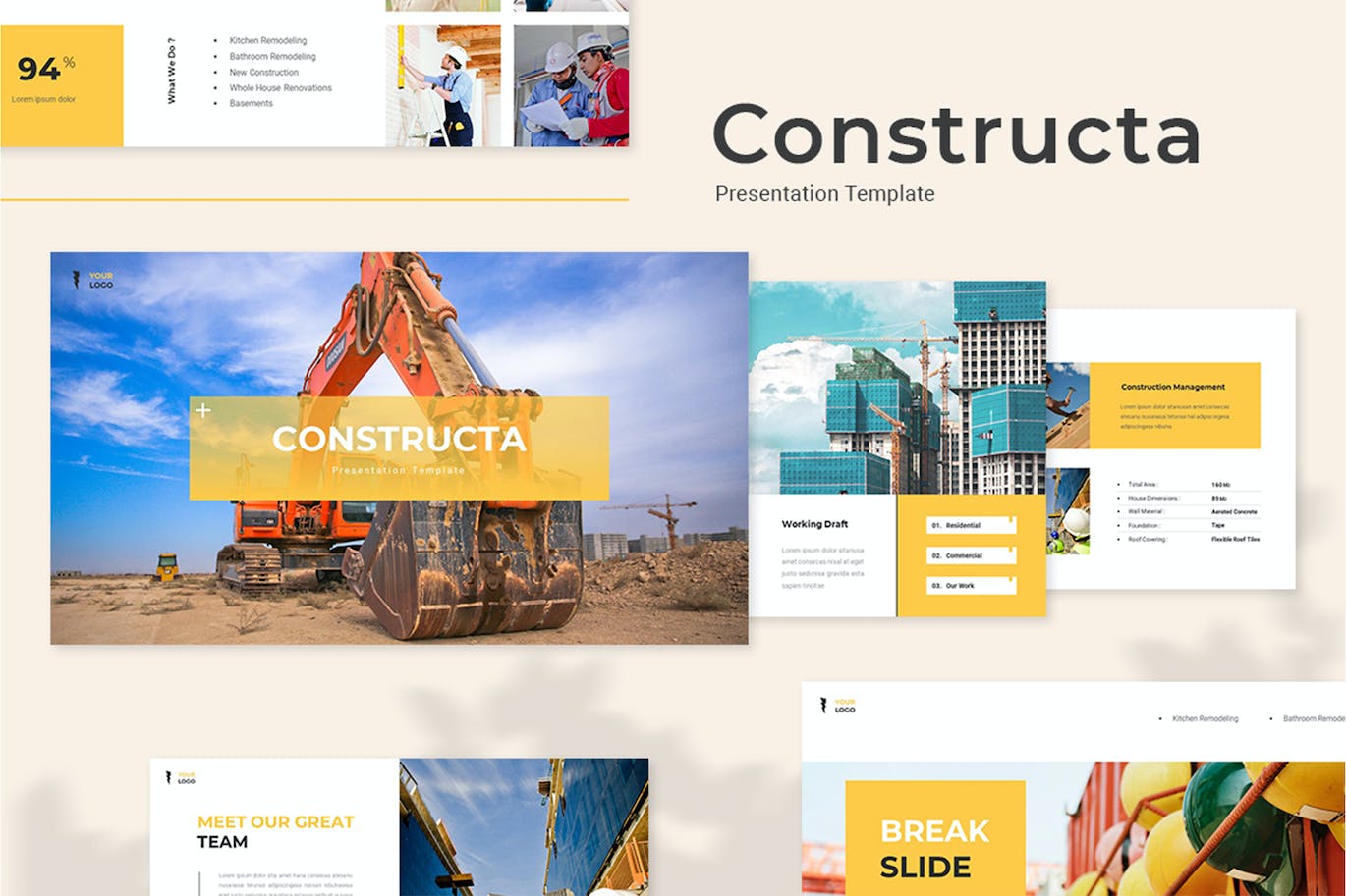 基础规划方案展示PPT创意模板 Constructa Powerpoint Template