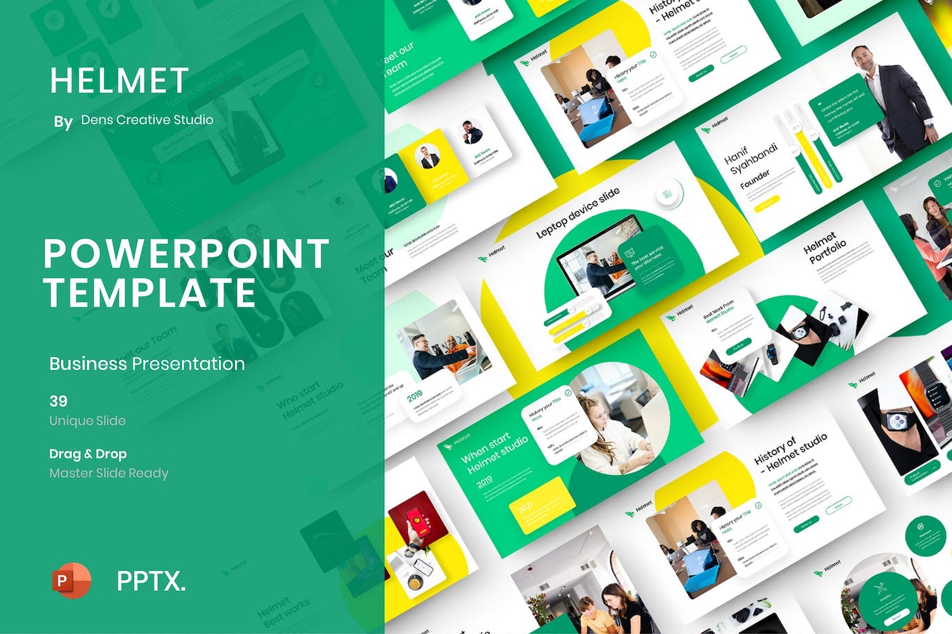 跨界合作与商业生态系统Powerpoint模板 Helmet – Business PowerPoint Template