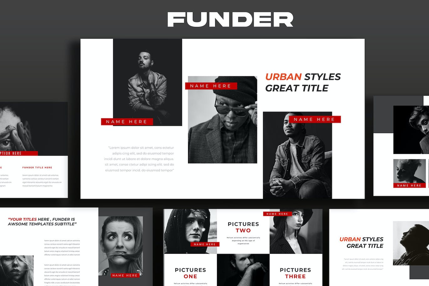 都市服装品牌PowerPoint演示文稿模板 Funder Urban Powerpoint