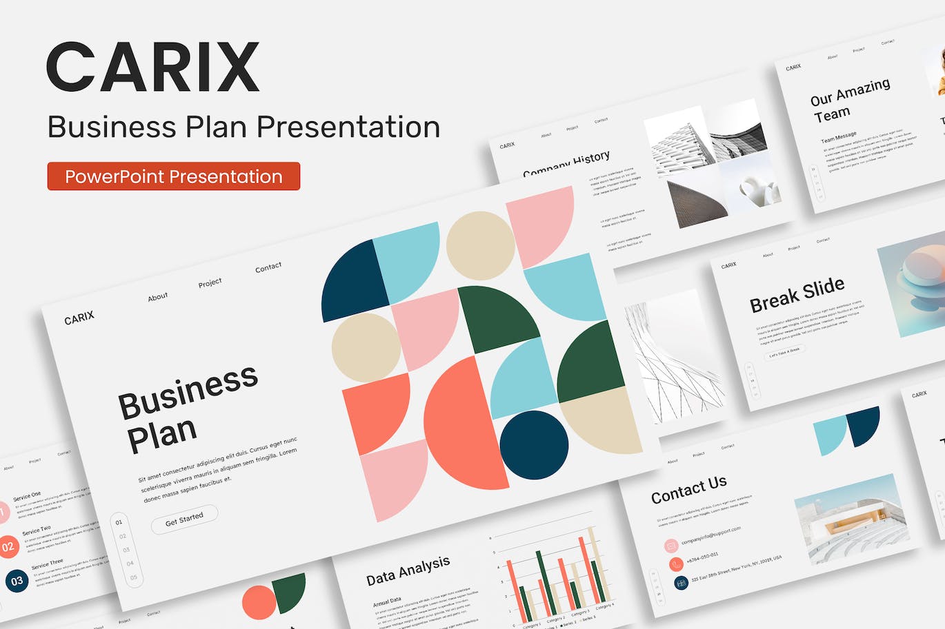 创意商业作品集Powerpoint模板 CARIX – Creative Business Presentation Template