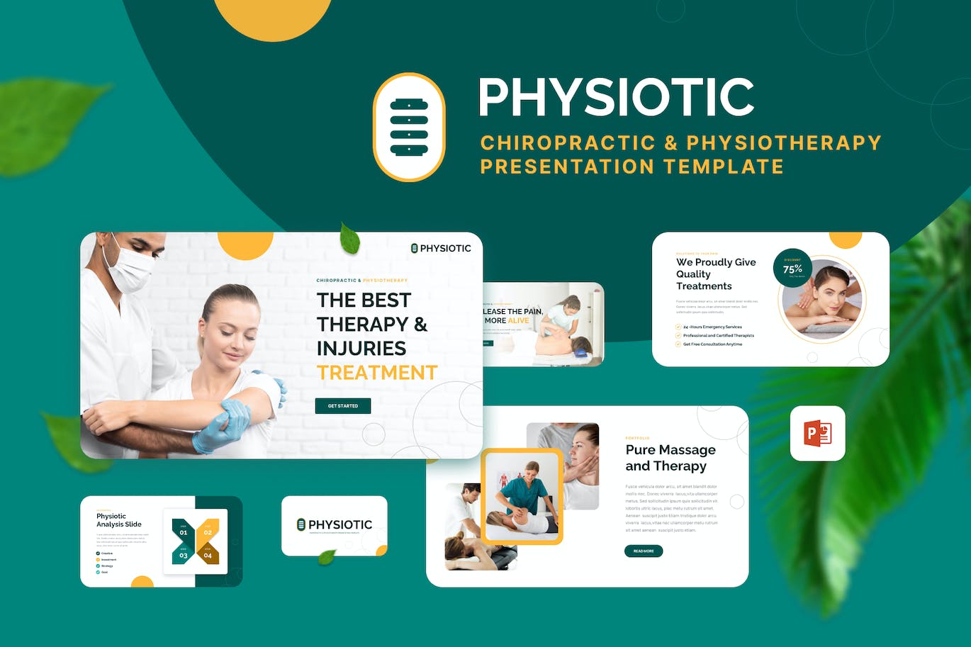 脊椎按摩疗法和物理疗法PPT幻灯片设计模板 PHYSIOTIC – Chiropractic Powerpoint Template