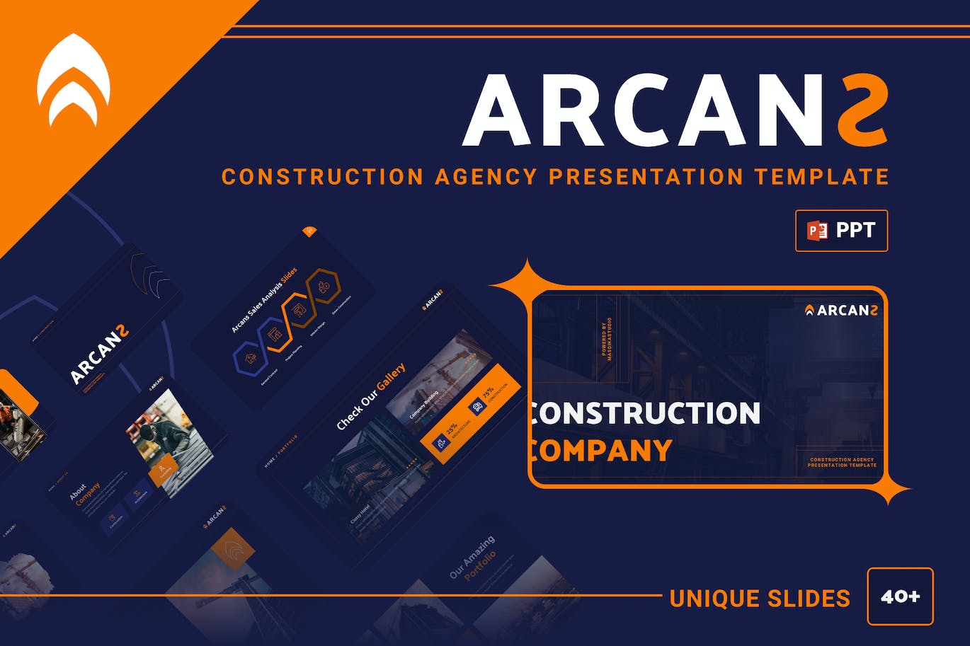 施工代理机构PPT设计模板 ARCANS – Construction Agency Powerpoint Template