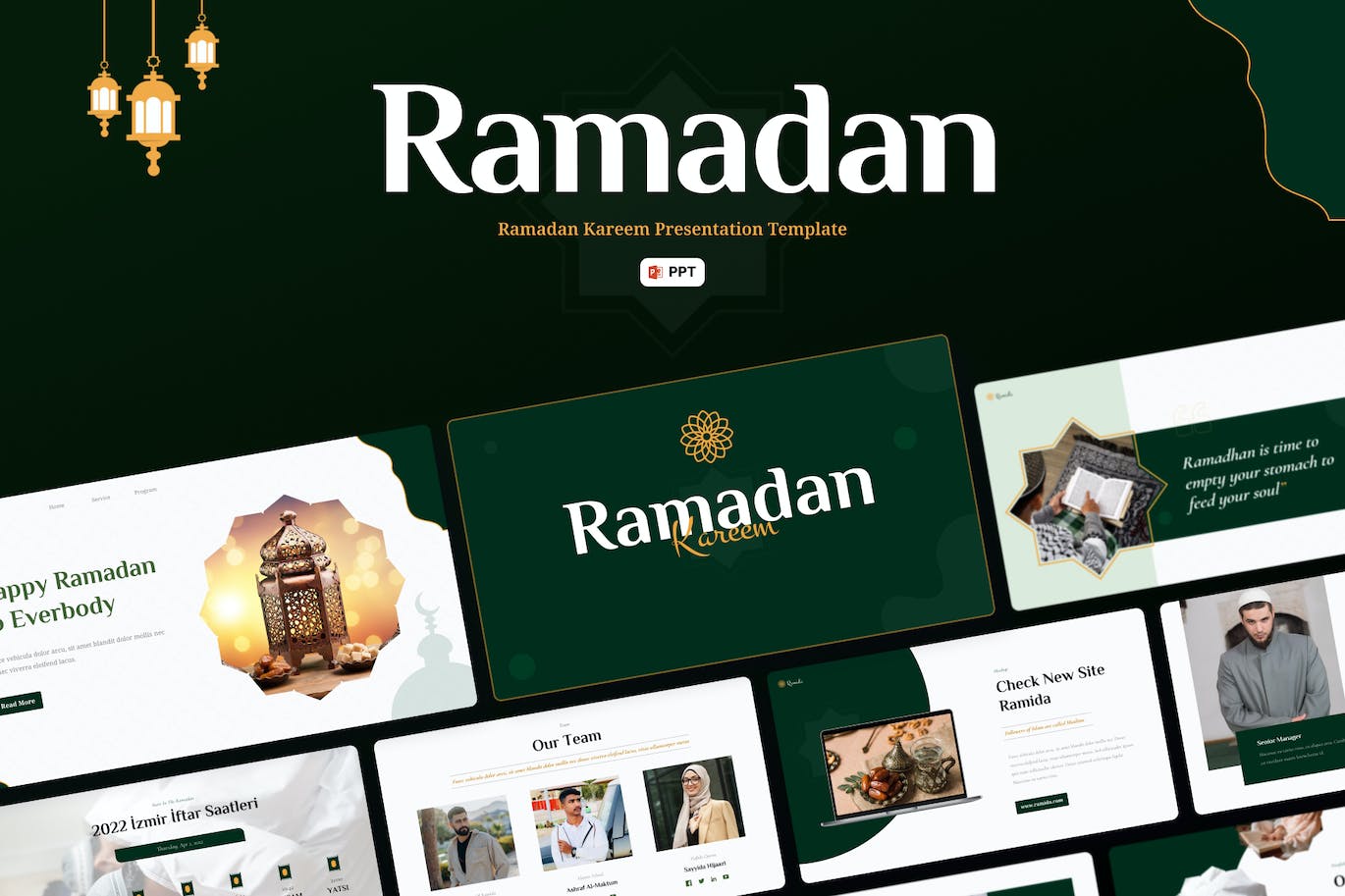 斋月文化主题PPT创意模板 Ramida – Ramadan Kareem Powerpoint Template
