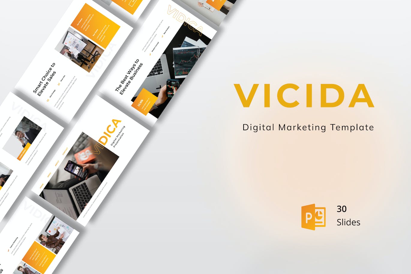 数字营销市场PPT幻灯片模板 Vidica – Digital Marketing Presentation PowerPoint