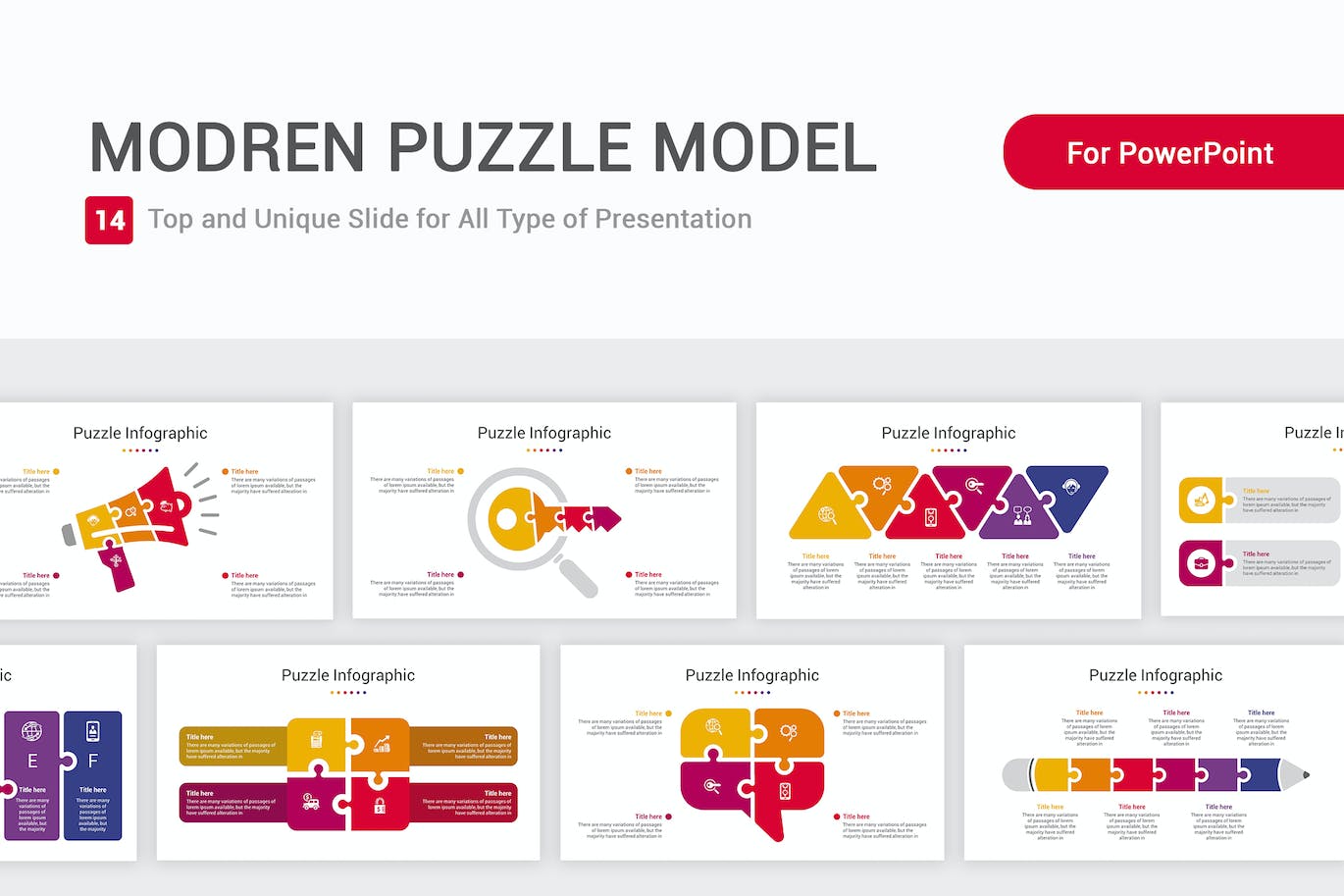 现代拼图模型PPT模板 Modern Puzzle Model PowerPoint Template