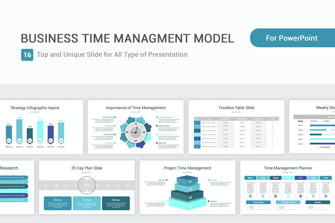 业务时间管理模型Powerpoint模板下载 Business Time management Model PowerPoint Template
