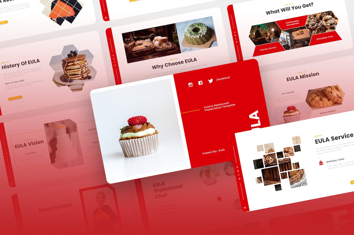 食品和餐厅Powerpoint模板 Eula – Food and Restaurant PowerPoint Template