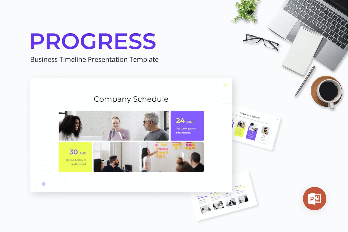业务时间表/项目跟踪汇报工作PPT模板 Progress – Business Timeline Powerpoint