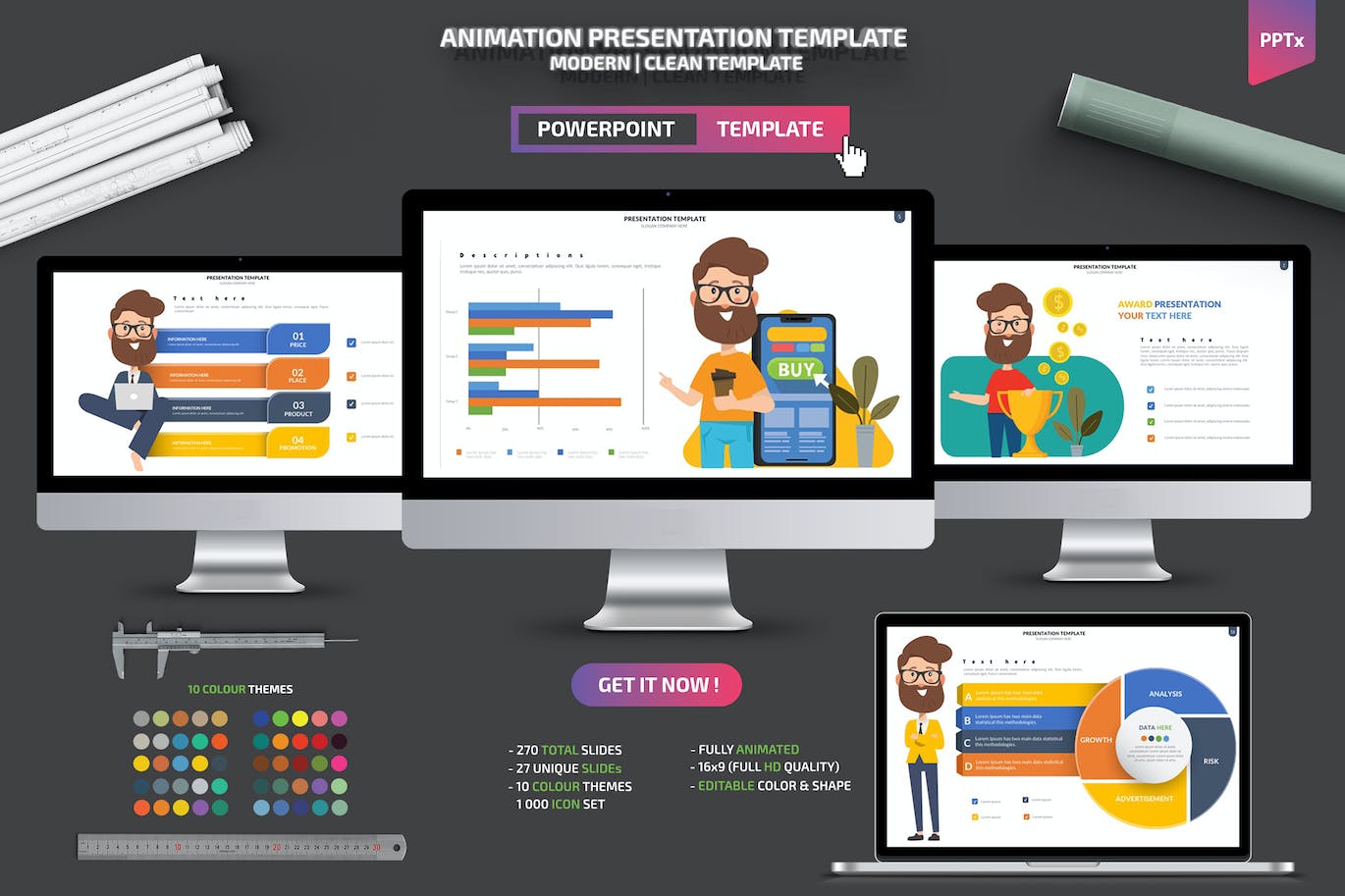 金融人物动画PowerPoint演示模板 Animation Powerpoint Presentation Templates
