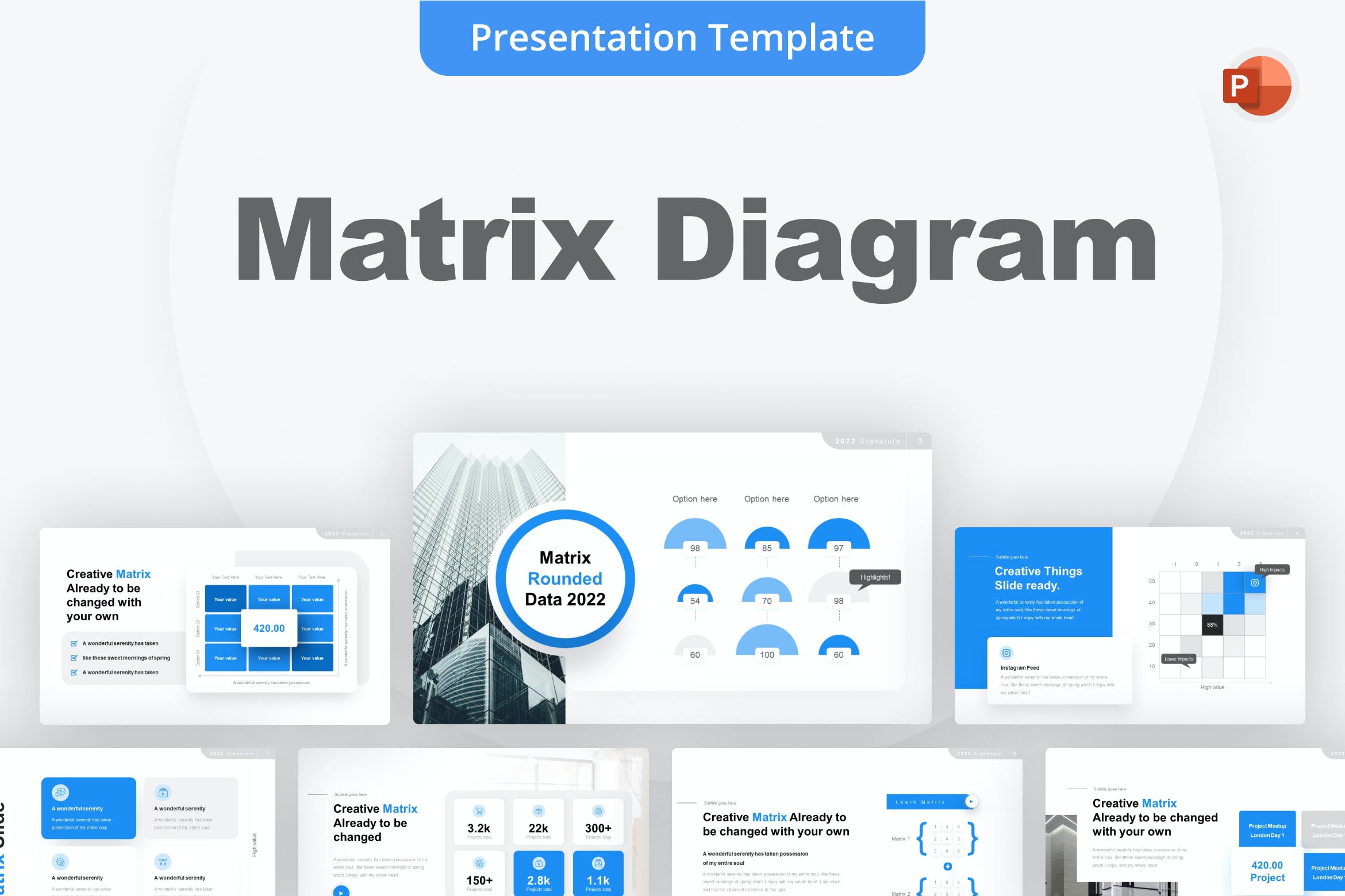 矩阵图表PPT幻灯片模板下载 Matrix Diagram PowerPoint Template
