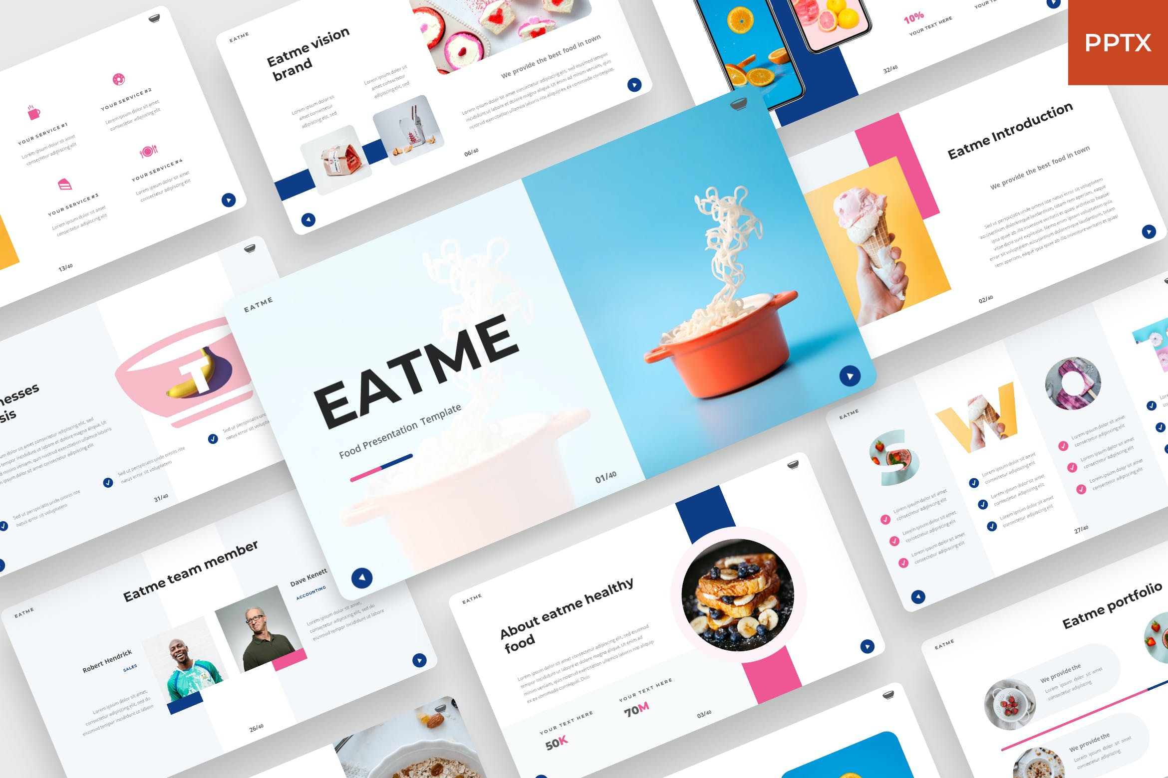 食品作品集幻灯片演示PPT模板 EATME – Food PowerPoint Template