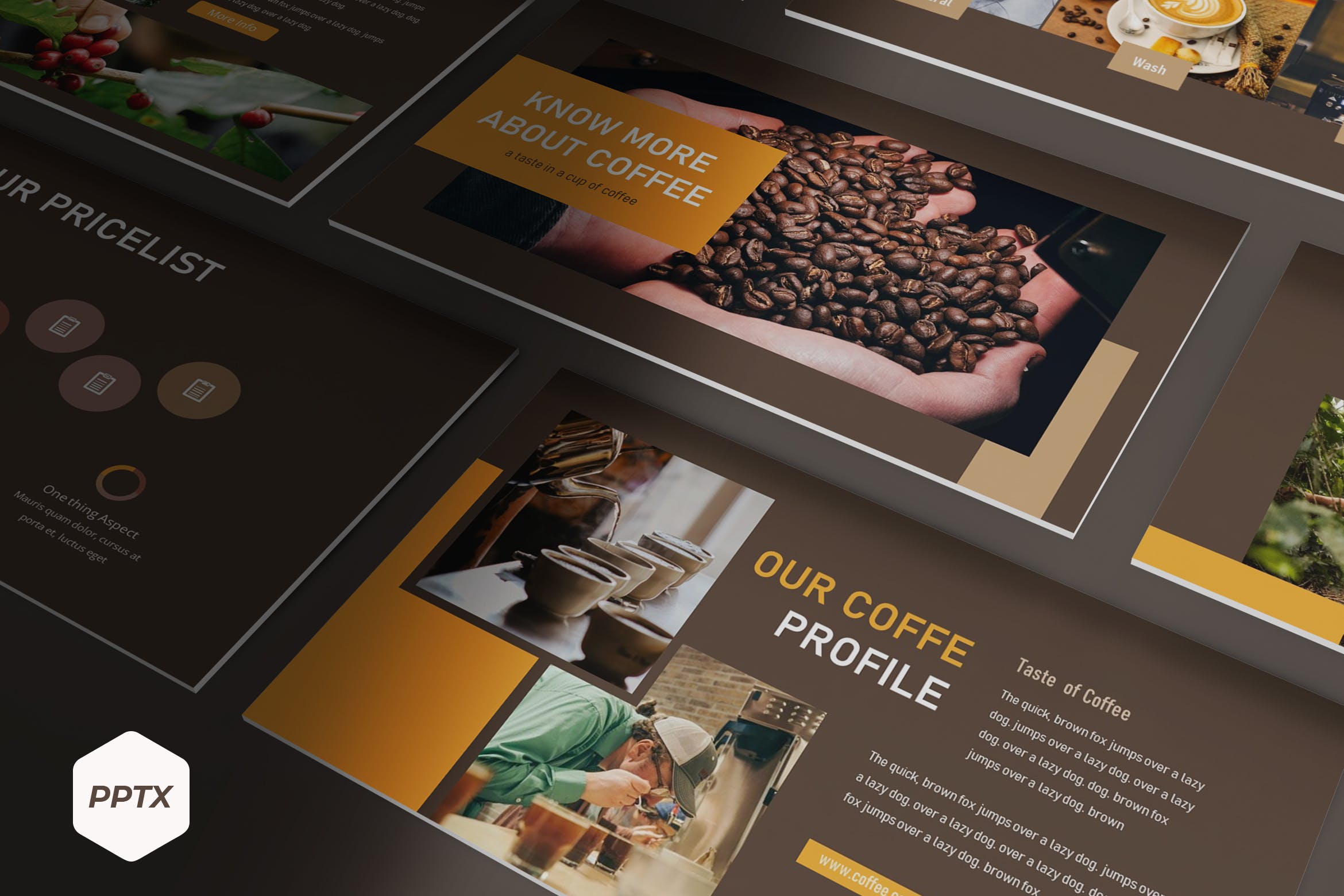 咖啡品牌棕色PPT演示文稿 Coffee More – Powerpoint Template
