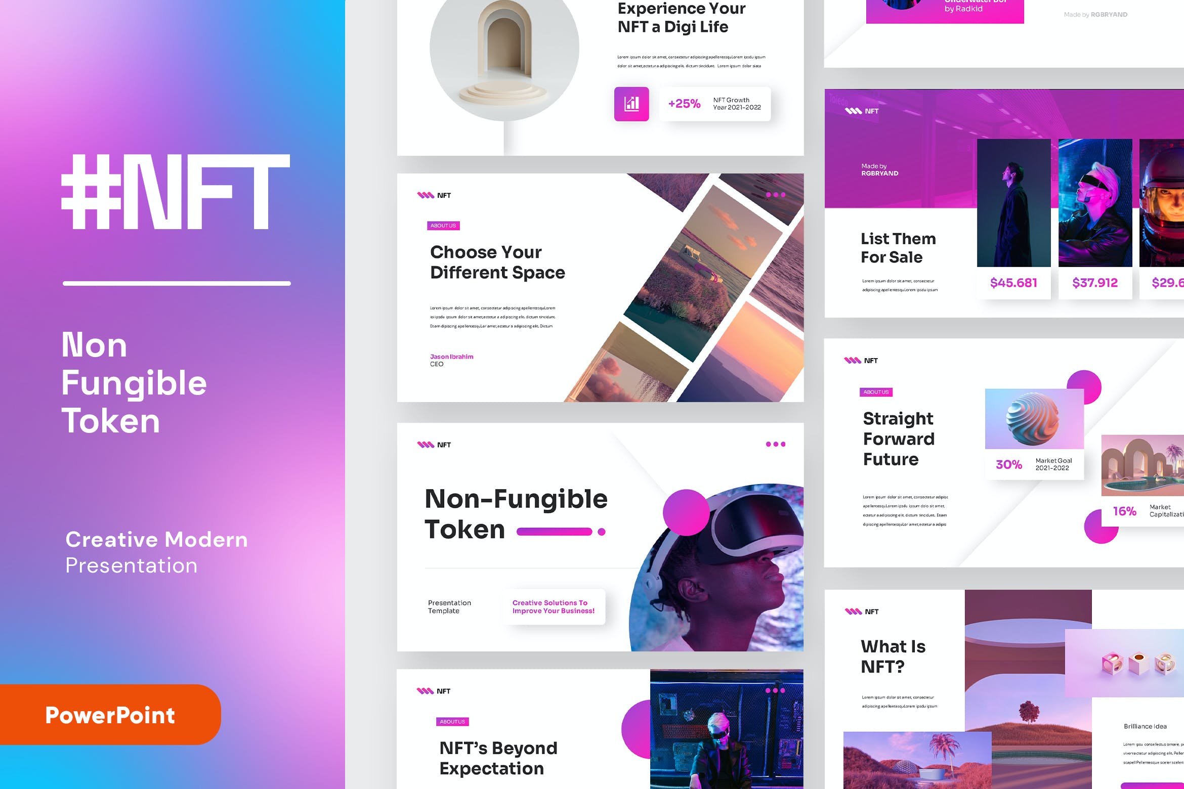 NFT非同质化代币PPT设计模板 NFT – Non Fungible Token Powerpoint