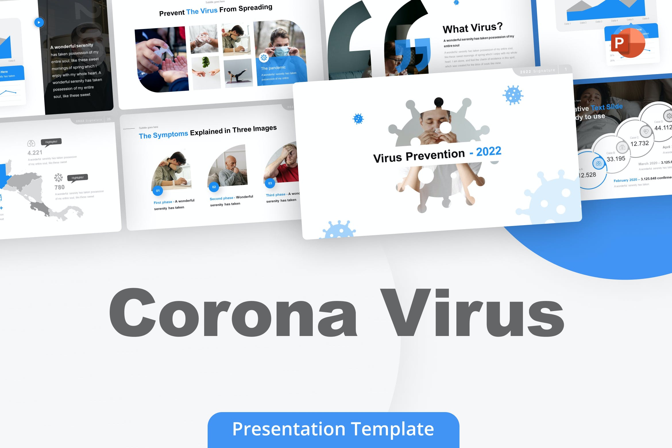 甲流病毒预防Powerpoint模板 Corona Virus PowerPoint Template