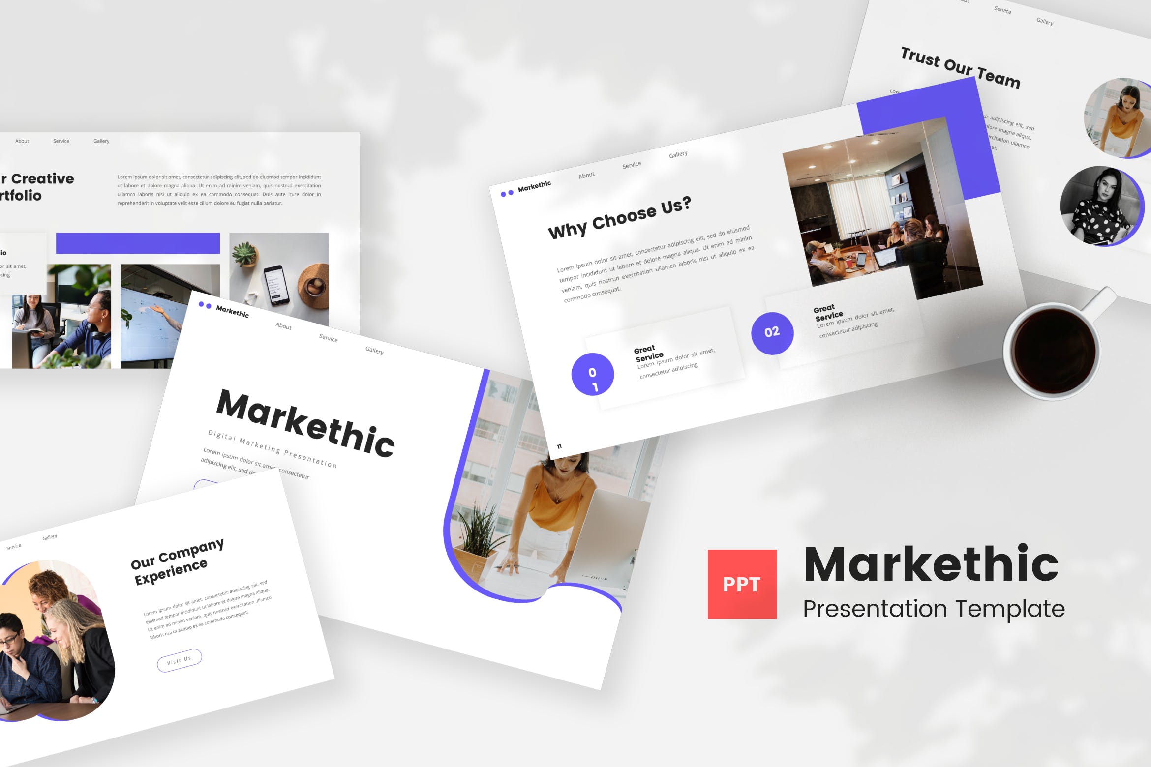 数字营销PPT演示幻灯片模板 Markethic – Digital Marketing PowerPoint Template