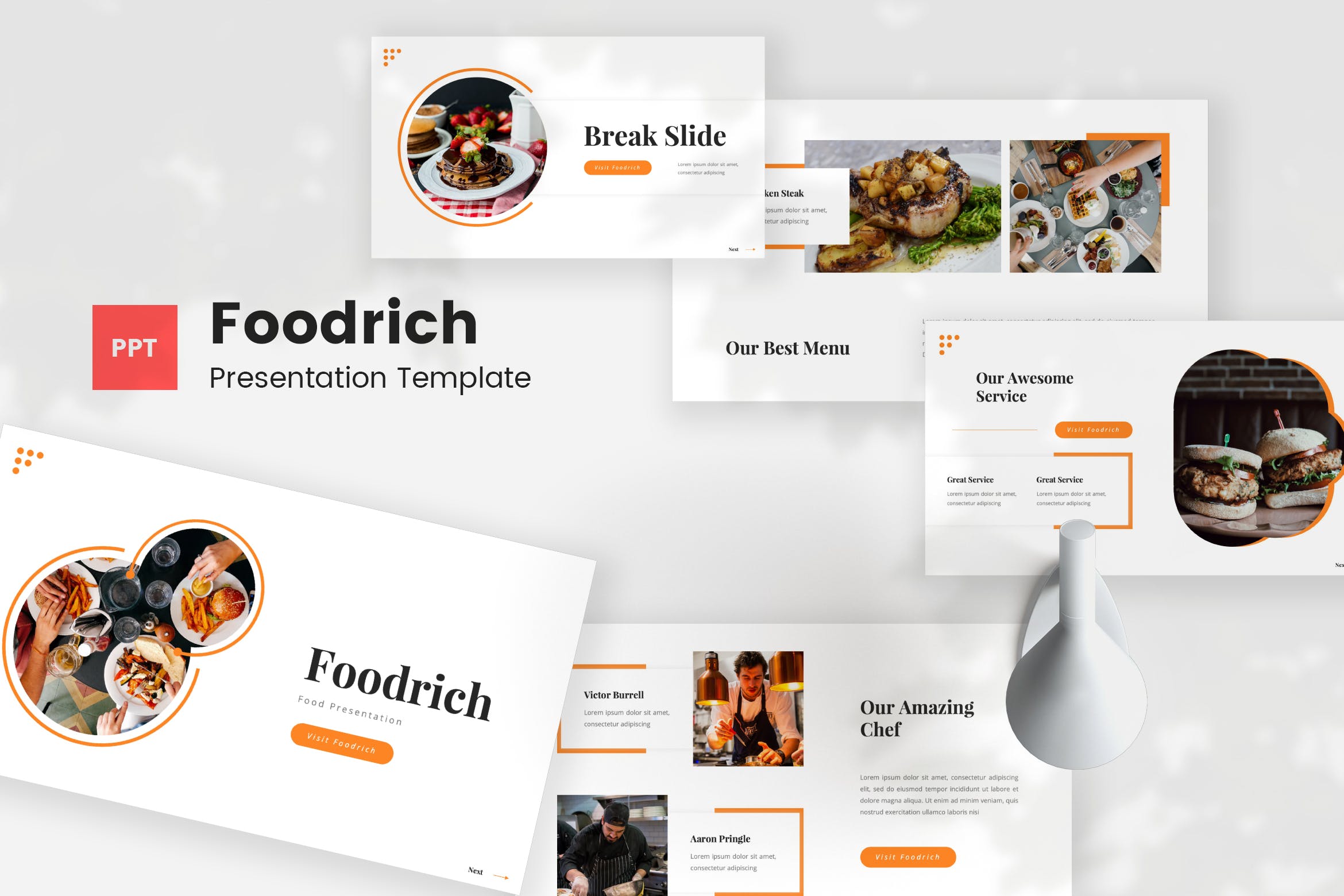 餐厅美食演示PPT模板 Foodrich – Food PowerPoint Template