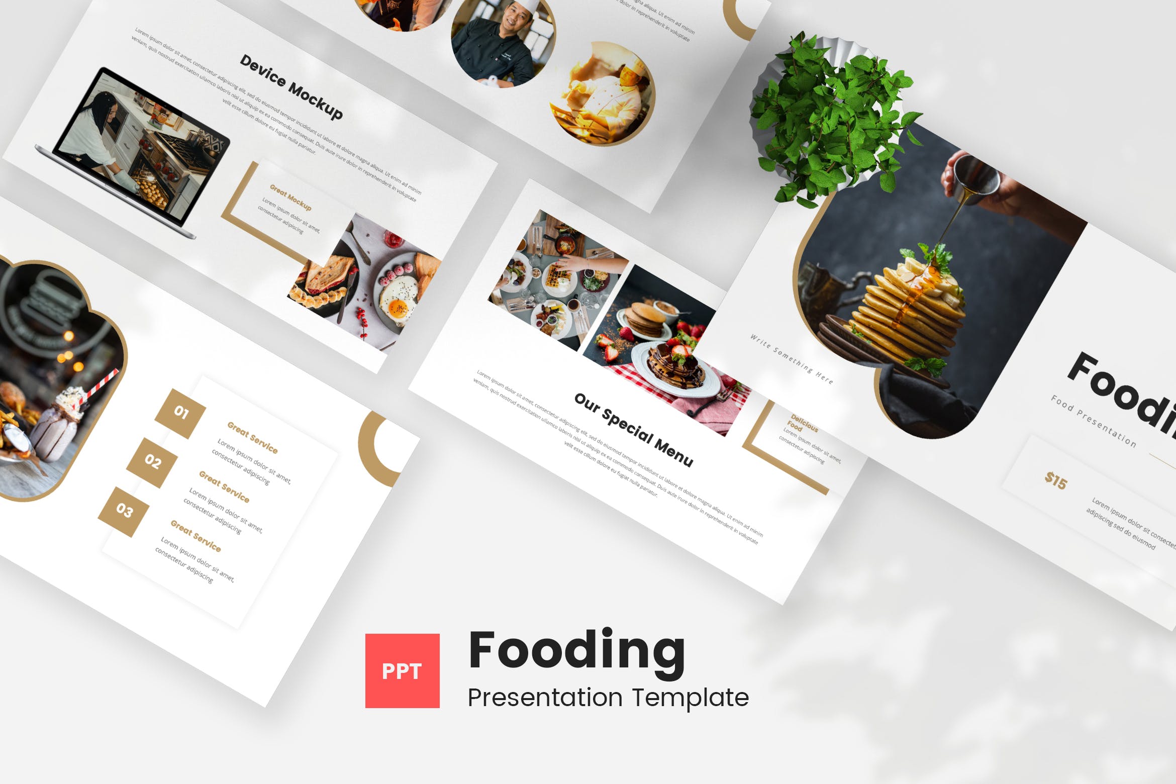 食品菜单展示幻灯片演示PPT模板 Fooding – Food PowerPoint Template