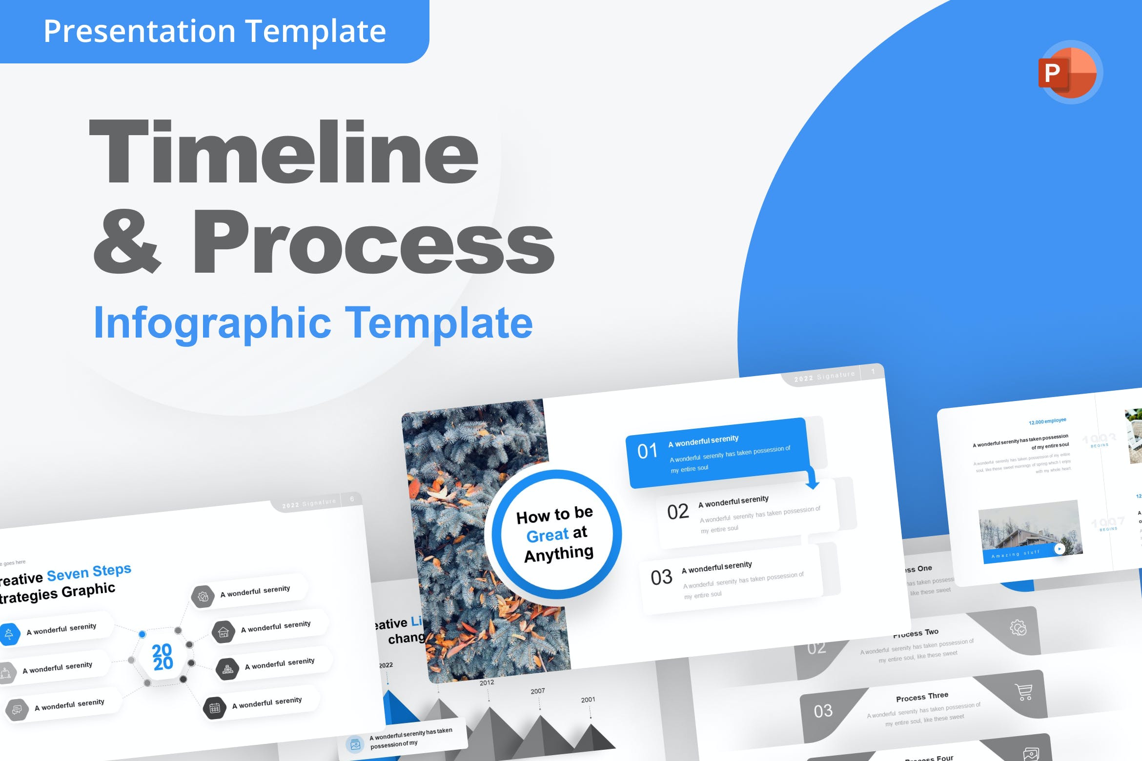 日程表和流程PPT幻灯片模板素材 Timeline & Process PowerPoint Template