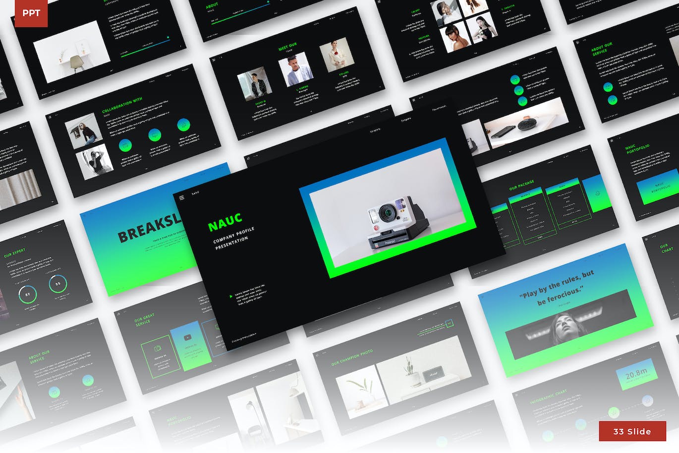 深色渐变PPT演示幻灯片模板 Nauc Powerpoint Presentation Template