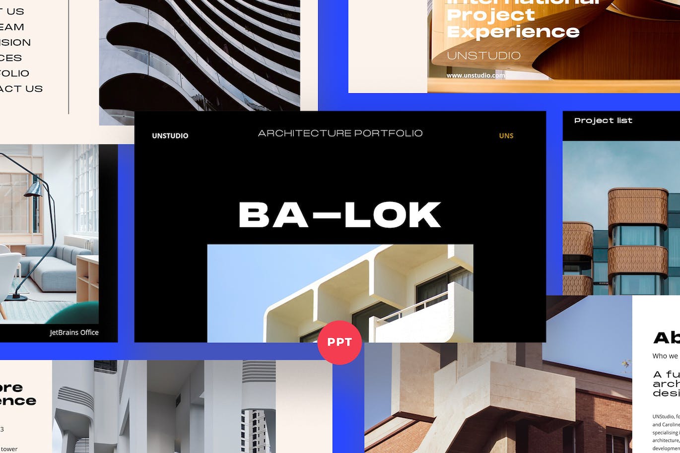 建筑体系结构Powerpoint模板 Balok – Architecture PowerPoint Template