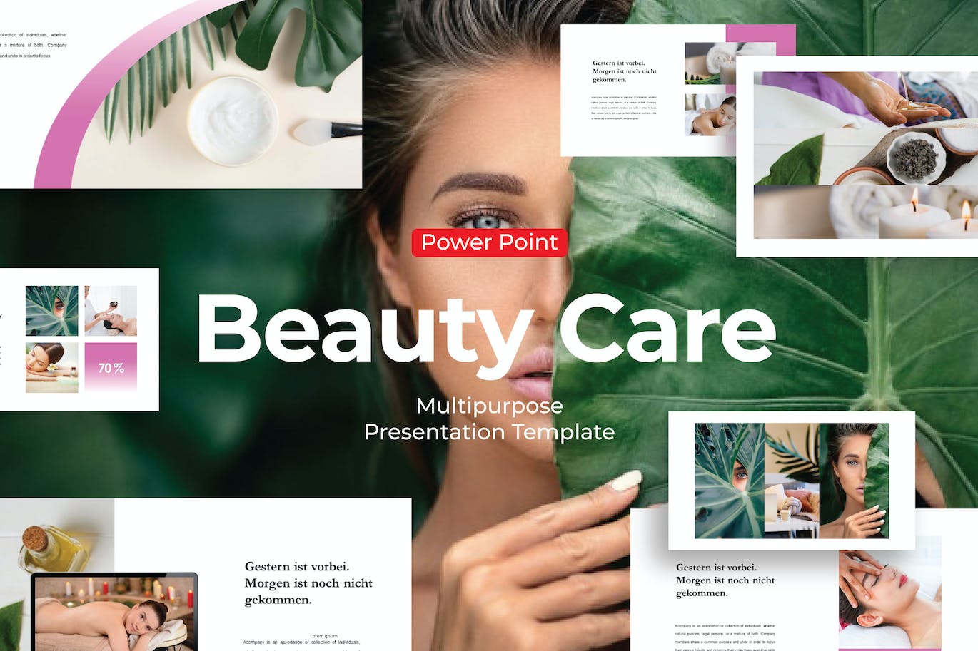 美容护理业务PPT素材 Beauty Care – PowerPoint Template