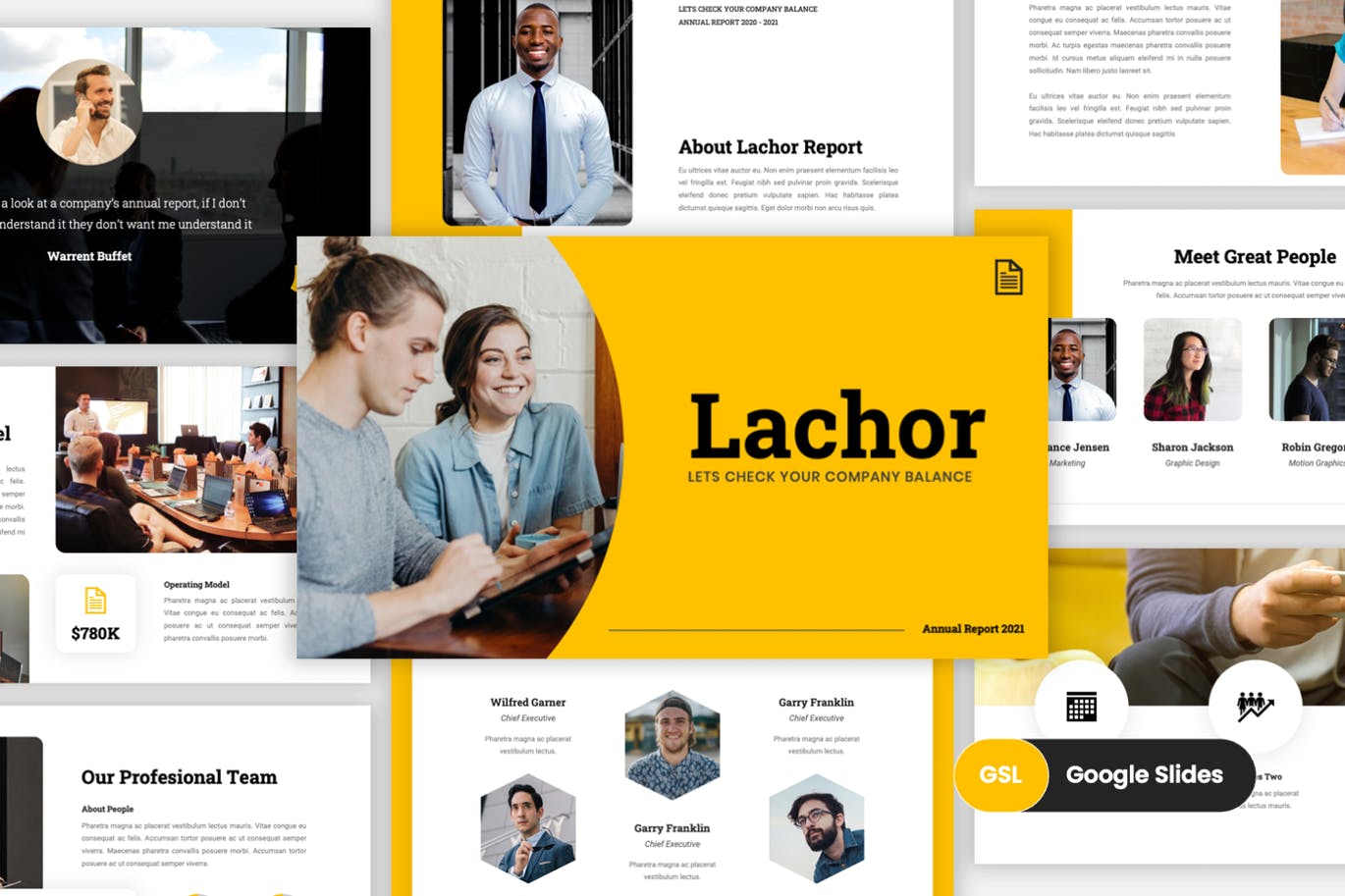 年度总结报告PPT幻灯片模板素材 Lachor – Annual Report PowerPoint Template