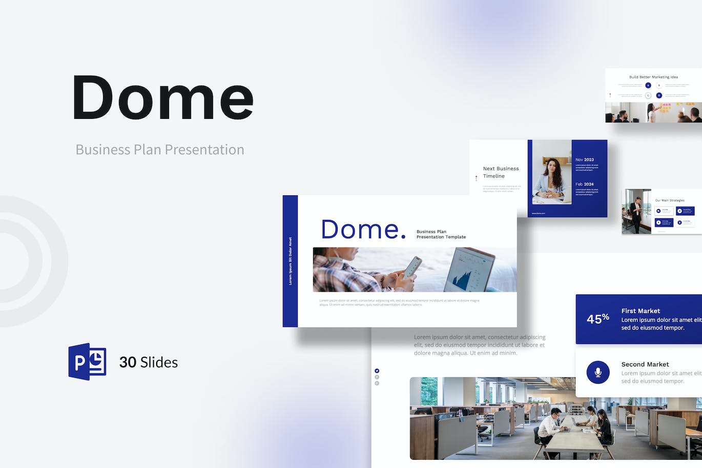 商业计划书Powerpoint幻灯片模板 Dome – Business Plan PowerPoint Template