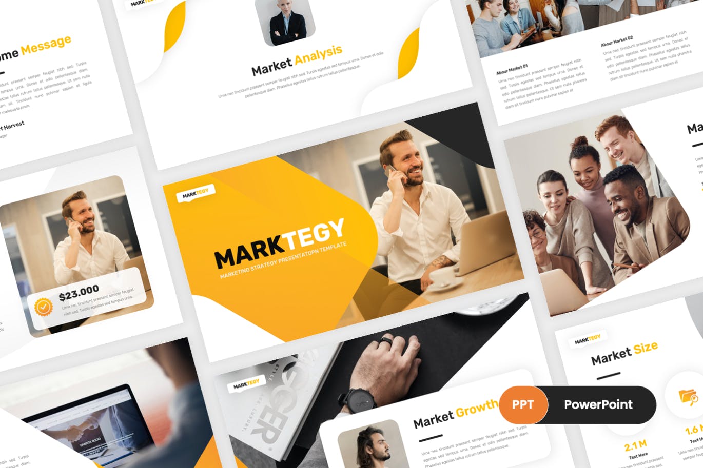 营销计划Powerpoint模板下载 Marktegy – Marketing Plan PowerPoint Template