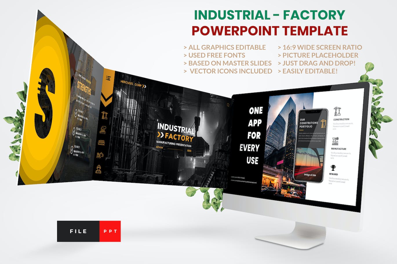 工业工厂Powerpoint模板下载 Industrial – Factory PowerPoint Template