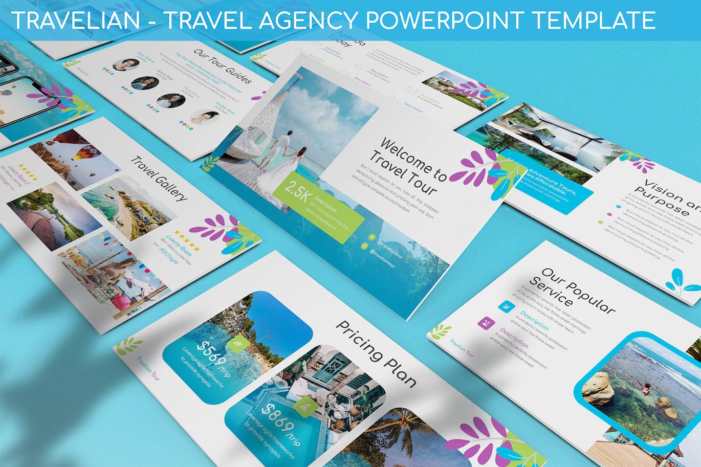 旅行社机构PPT幻灯片设计模板 Travelian – Travel Agency Powerpoint Template