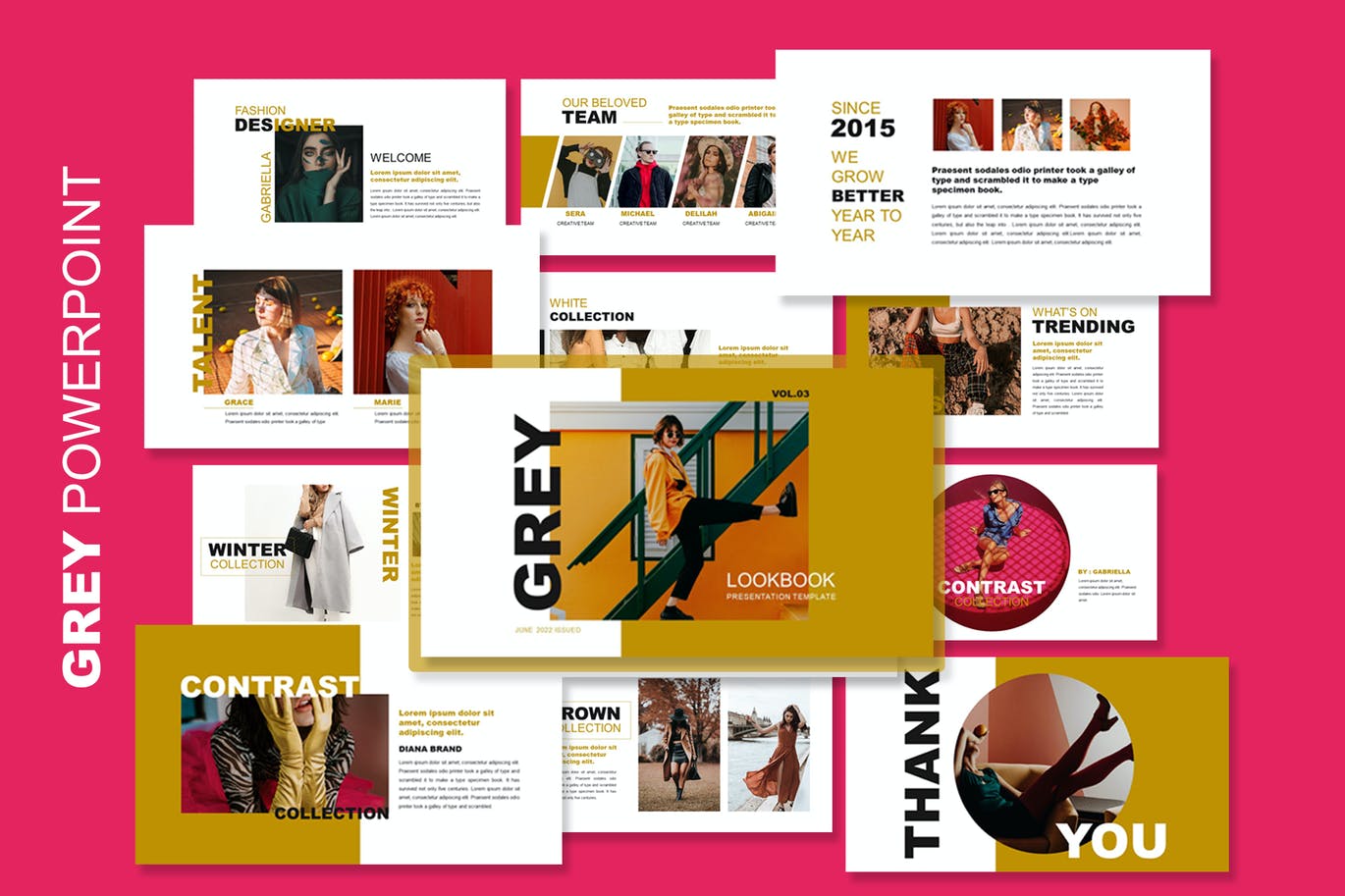 Lookbook时装图册演示PPT模板 Grey Lookbook – Powerpoint Template