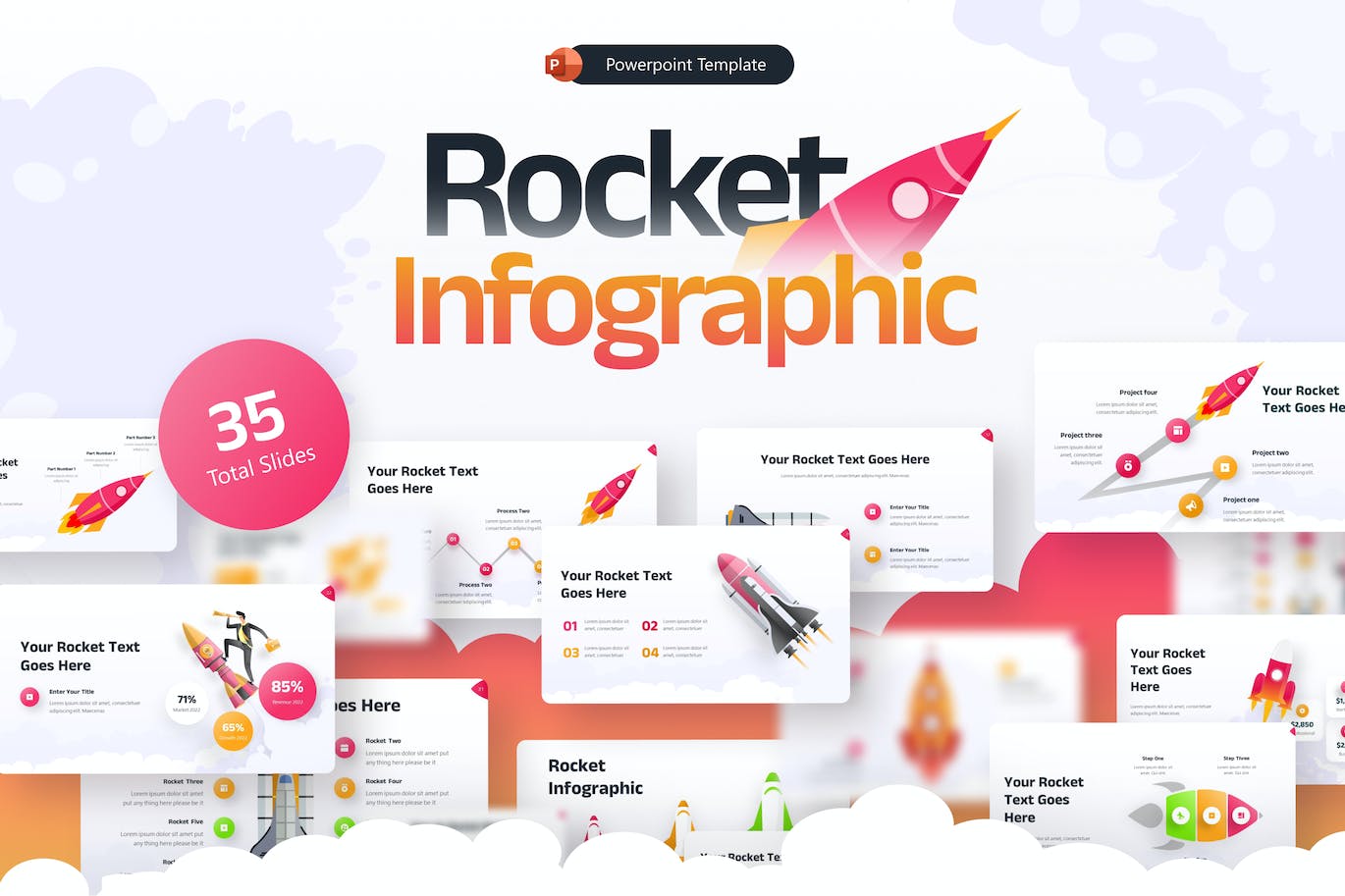 火箭信息图表PPT创意模板 Rocket Infographic Creative PowerPoint Template