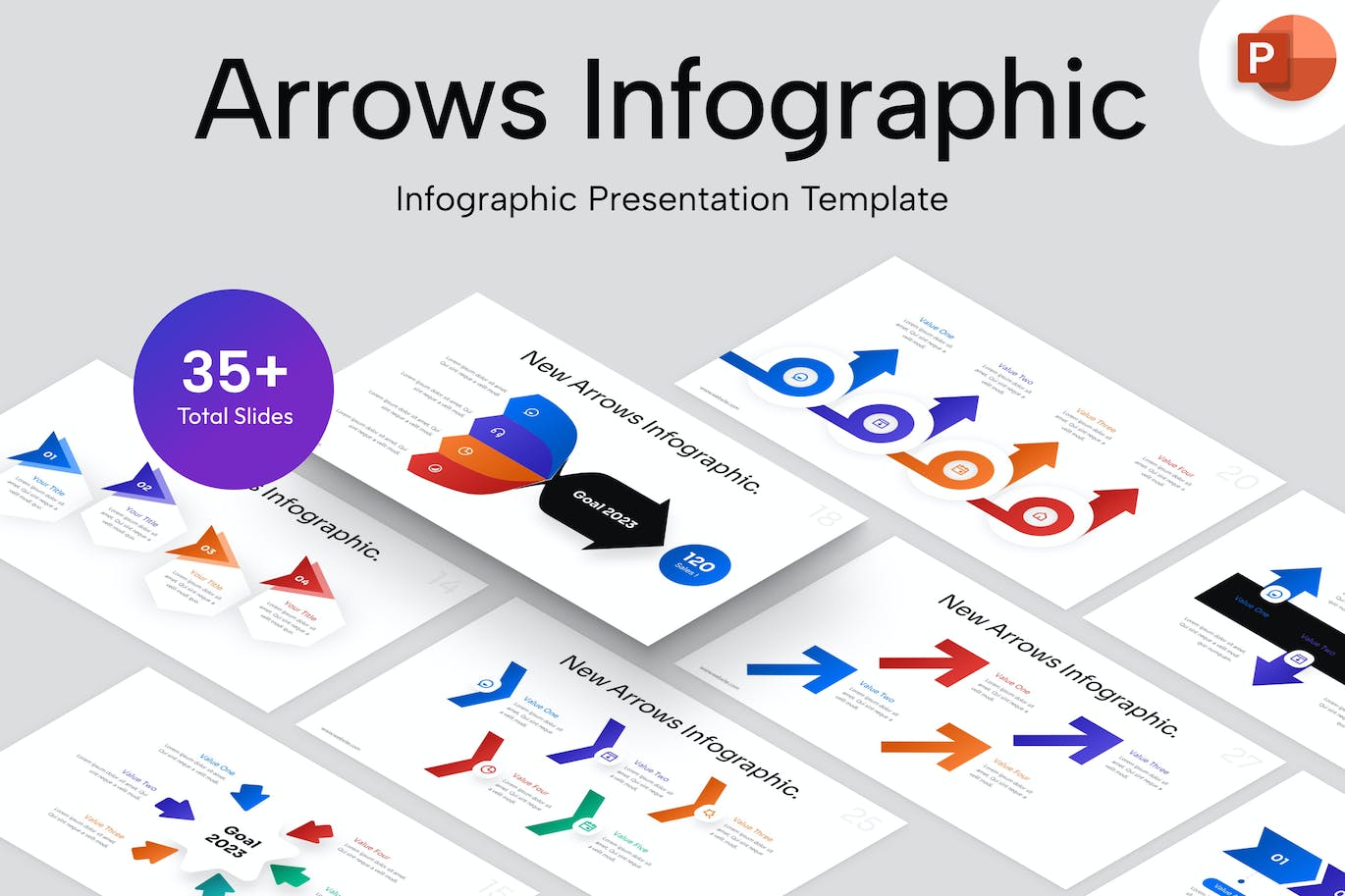 箭头信息图表PowerPoint演示文稿模板 Arrows Infographic PowerPoint Template
